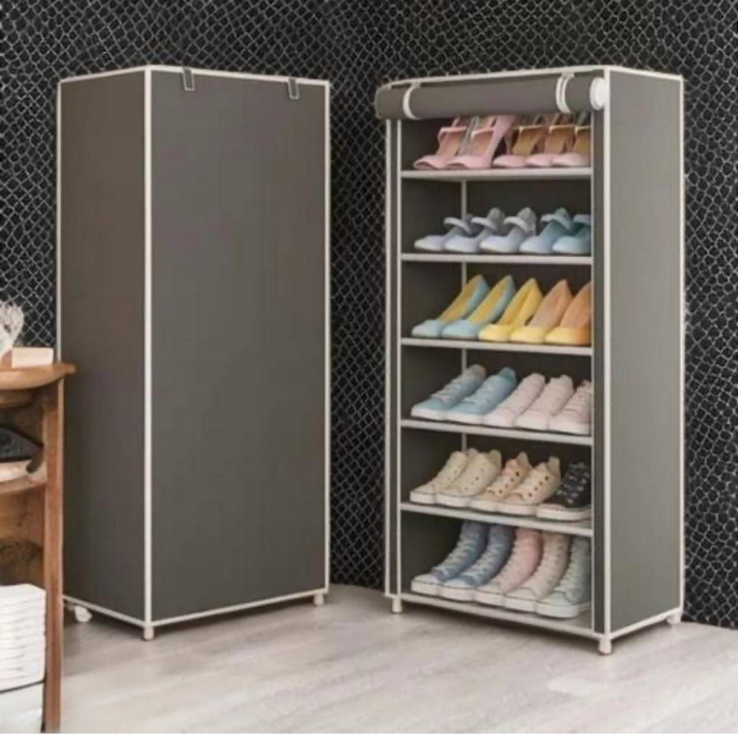 Shaym ji 18 Pair plastic Shoe Stand with matte look, stylish finish, side pocket Plastic Plastic Shoe Stand