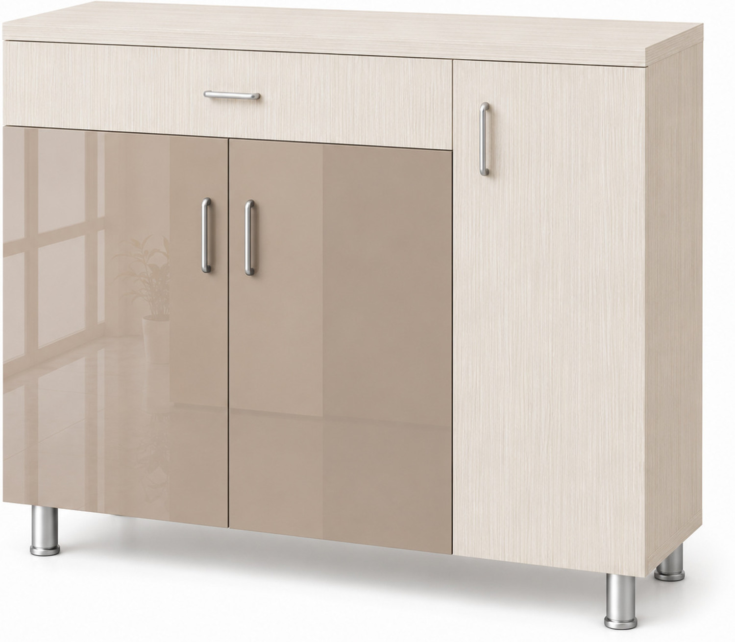 Image of Flipkart Perfect Homes 3-Door High-Gloss Cabinet with Drawer & 7-Shelf, Free installation by Brand Engineered Wood Shoe Stand