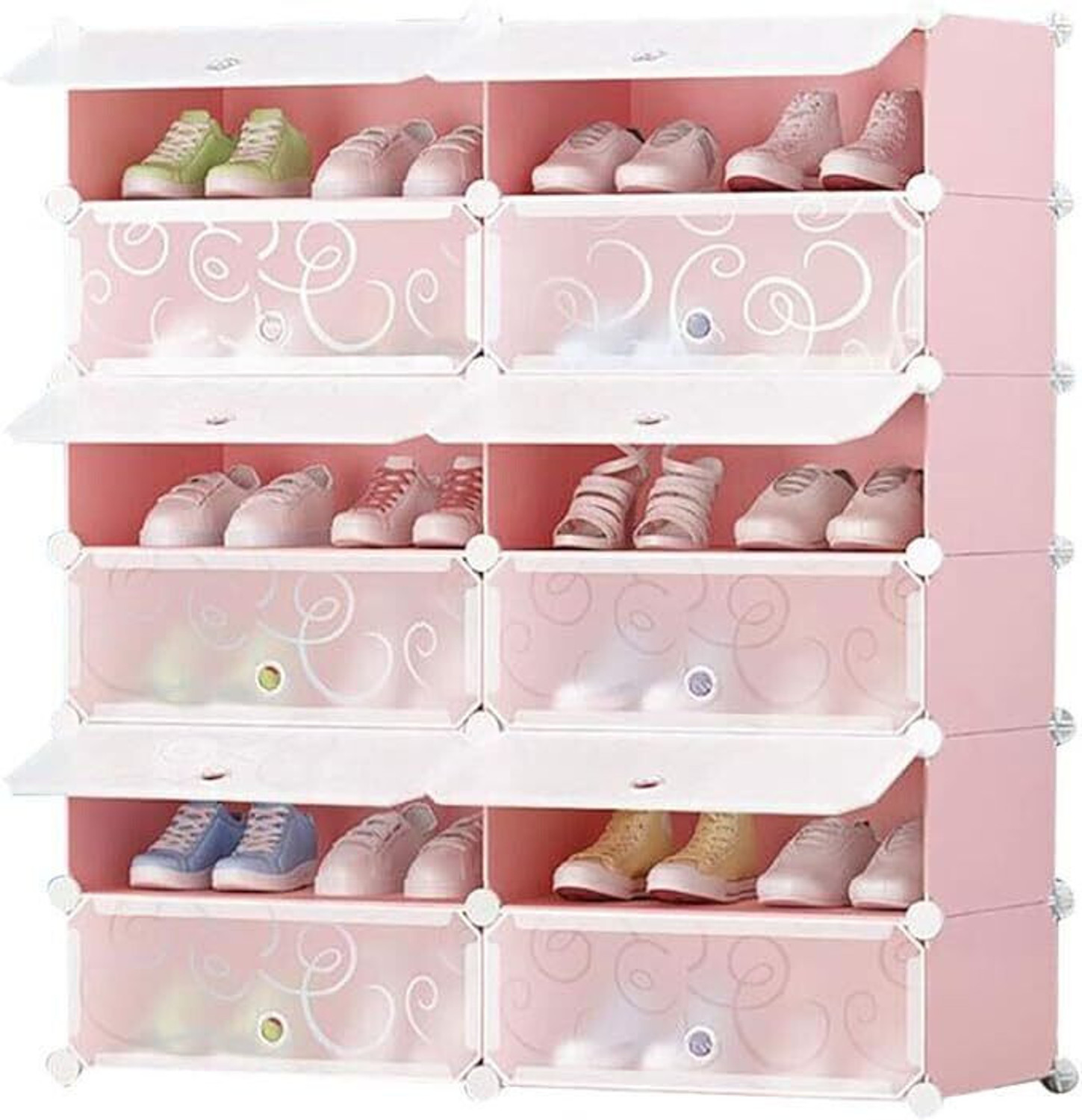 Image of ASSURE 12 Door 12 Shelf Plastic Metal Plastic Collapsible Shoe Stand Plastic Collapsible Shoe Stand