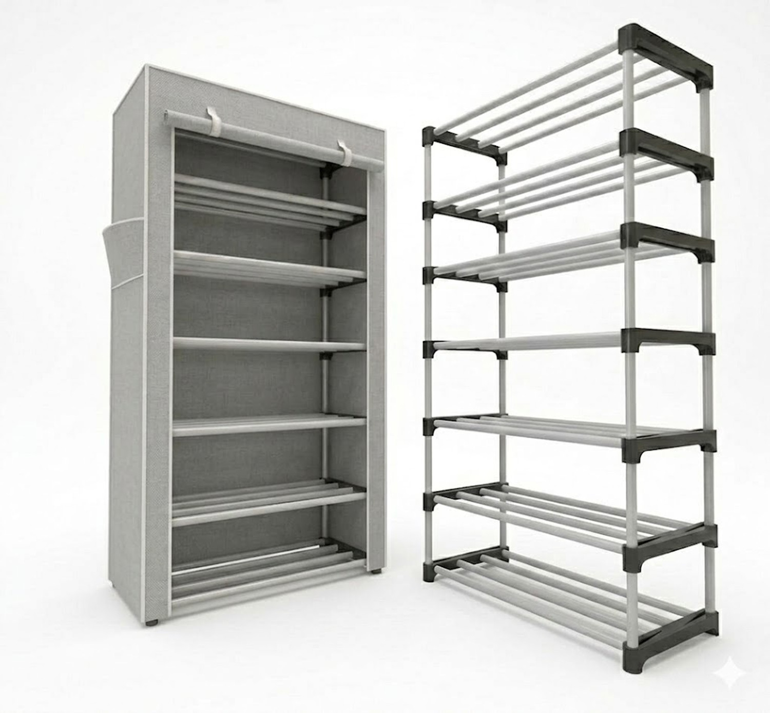 Image of Chalia Portable Rack with Grey cover ultra durable 6 tier Rack for shoes books etc Plastic Shoe Stand