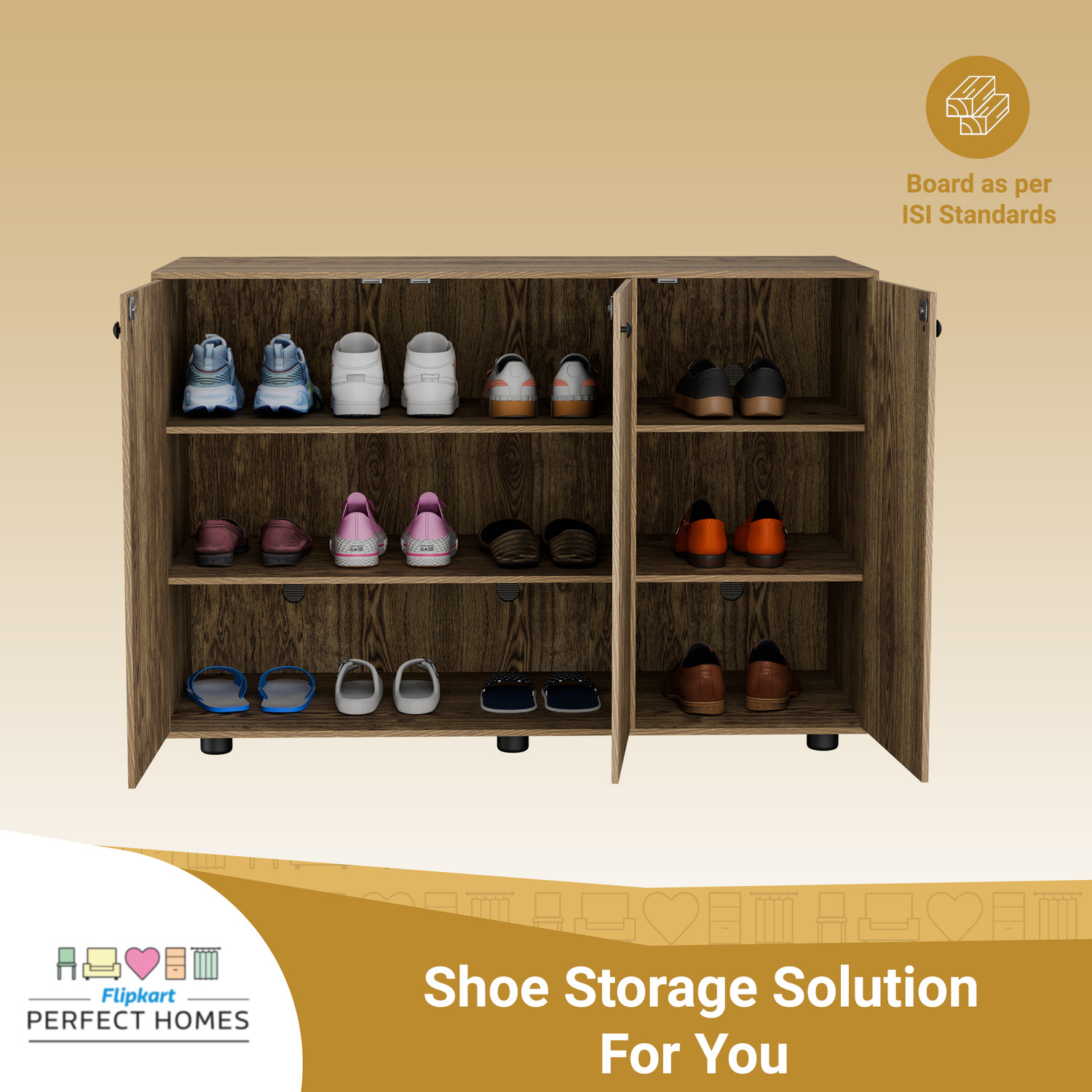 Image of Flipkart Perfect Homes Brighton Engineered Wood Shoe Rack