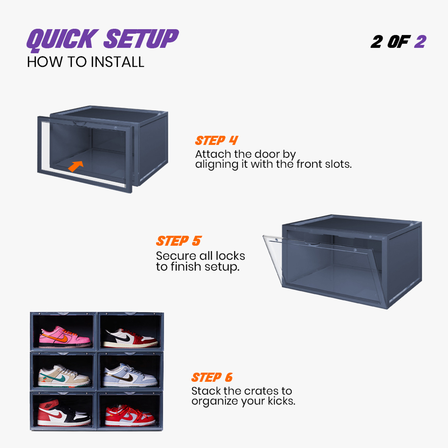 Image of SNEAKARE Side Drop Shoe Rack & Storage Box for Office /Home, Shoe Storage Box For Sneakers Plastic Collapsible Shoe Stand