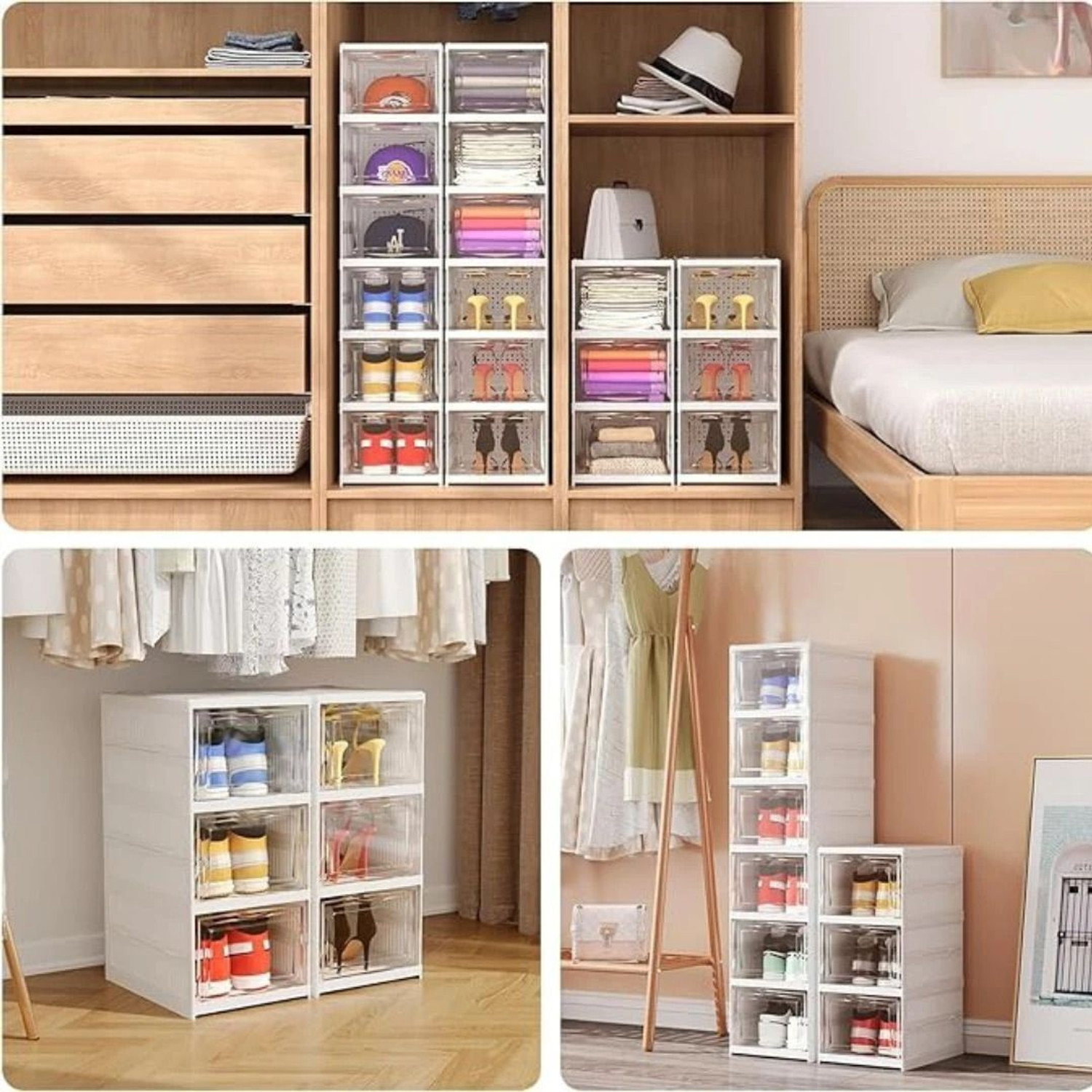 Image of Aliens Foldable Shoe Organizer Storage Box / Collapsible Shoe Rack / Foldable Closet Plastic Shoe Stand
