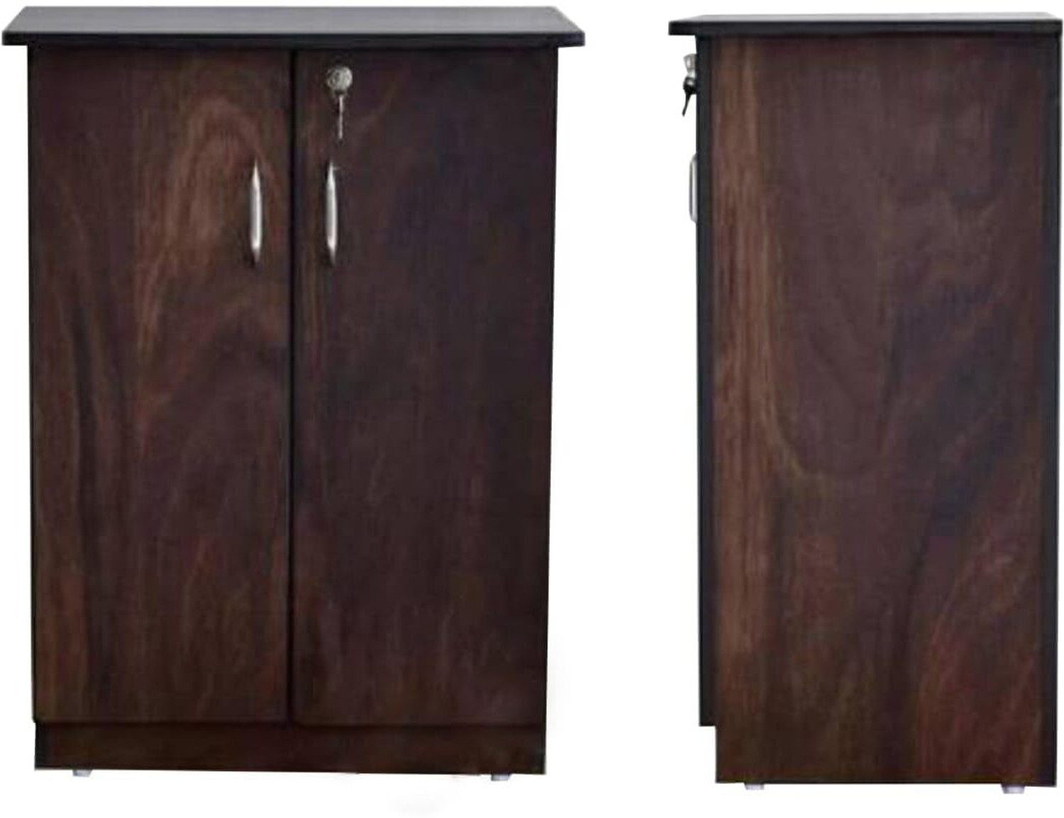 Image of CASPIAN Wooden Multipurpose / shoe Cabinet with door & Drawer of 10 Pairs Engineered Wood Shoe Rack (rainforest brown, 4 Shelves, Pre-assembled)