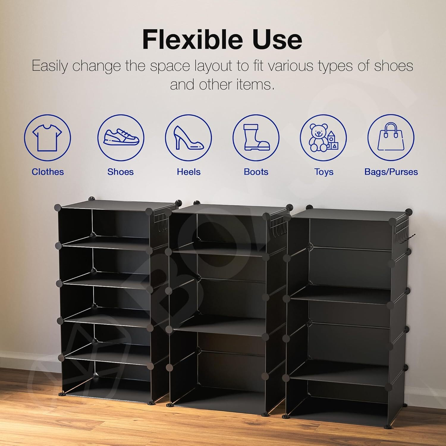 Image of SNKR ESSENTIALS 16-Shelf-8-Door Plastic Cupboard Shoe Rack Plastic, Metal Collapsible Shoe Stand