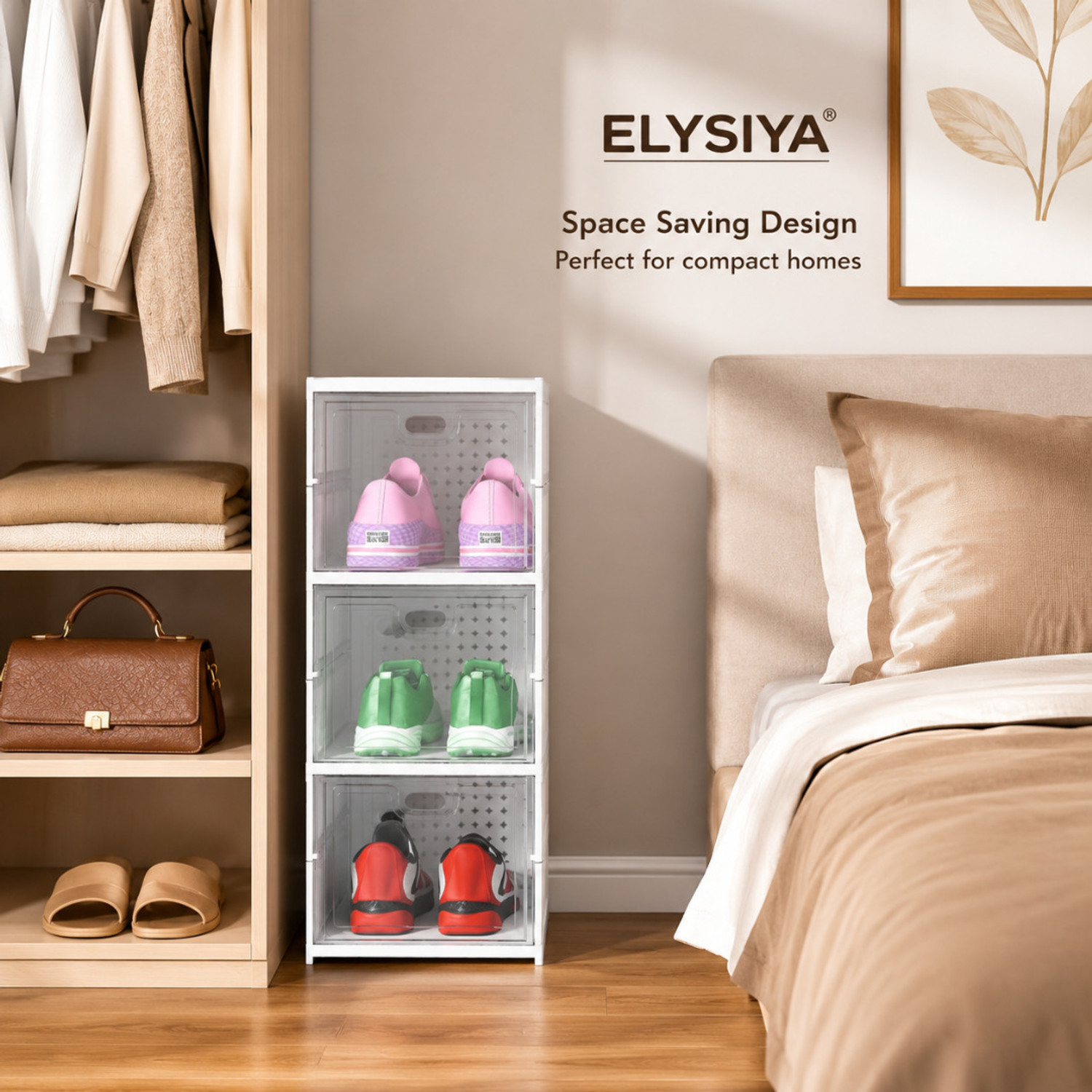 Image of Eimear enterprise Premium White 3 Layer Transparent Door Shoe Organizer Plastic Shoe Rack