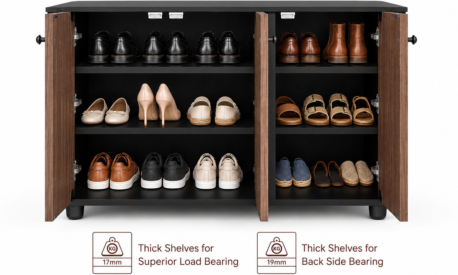 Image of Home Full Oscar 3 Door Engineered Wood Shoe Rack
