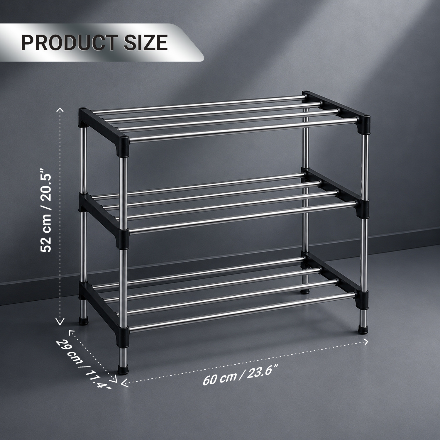 Image of Glostella 3 Layer Stainless Steel Shoes Rack for Home /Shoe Stand /Books /Newspaper /Plants Metal Shoe Stand