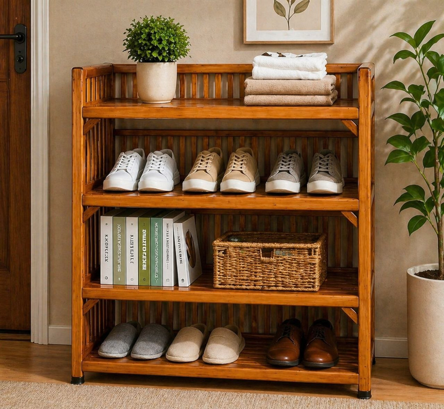 Image of ALVRIQ LIFE ALVRIK SpaceSaver Bamboo Rack Bamboo Shoe Rack