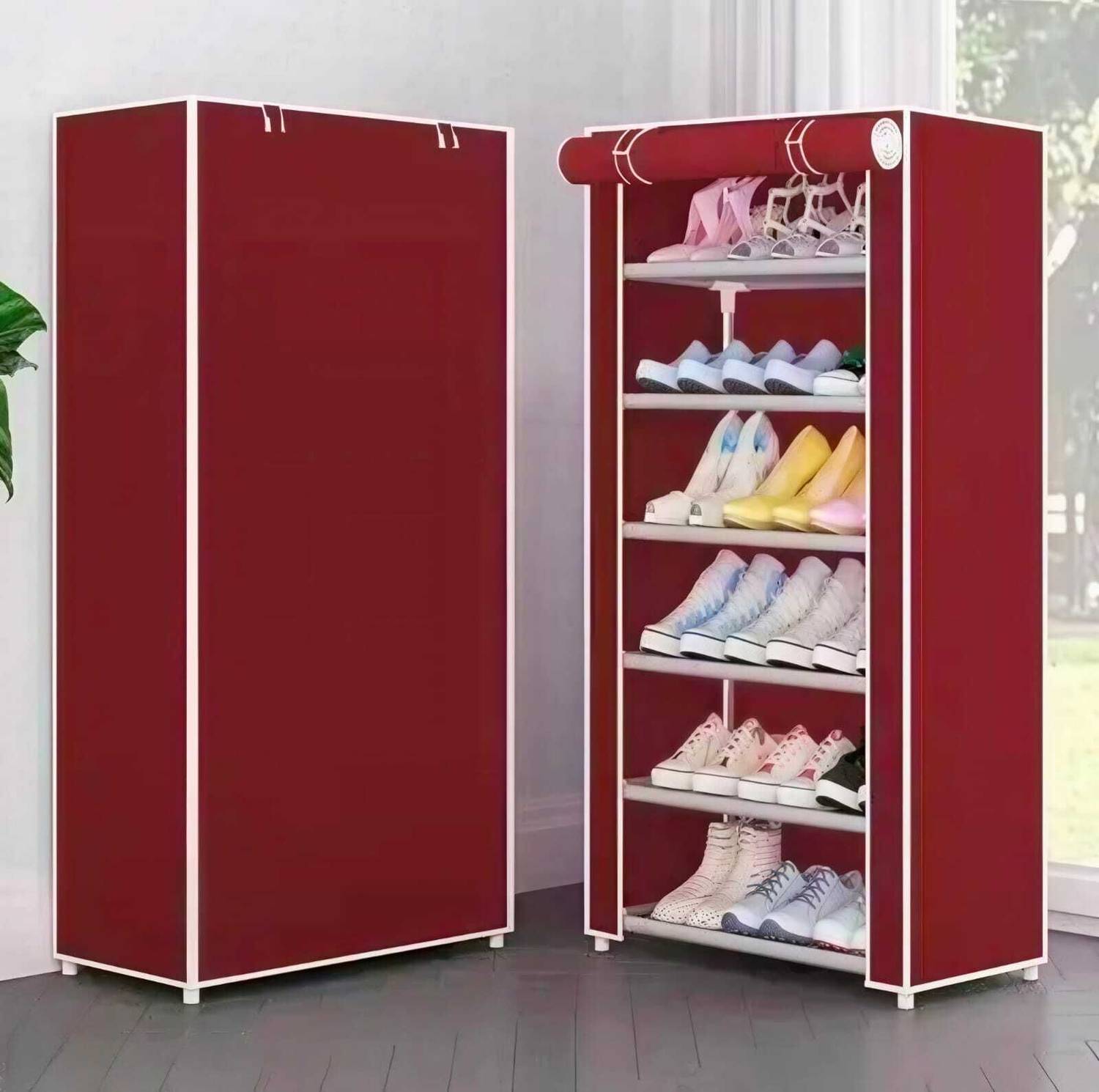 BALKI 18 Pair plastic Shoe Stand with matte look, stylish finish, side pocket Plastic Plastic Shoe Stand