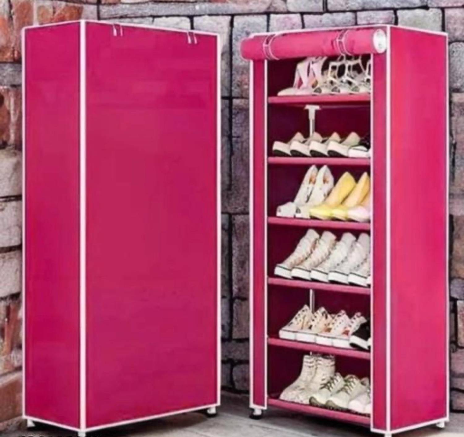 BRANTOX 6 Tier Pink Fabric Shoe Rack - Image 1