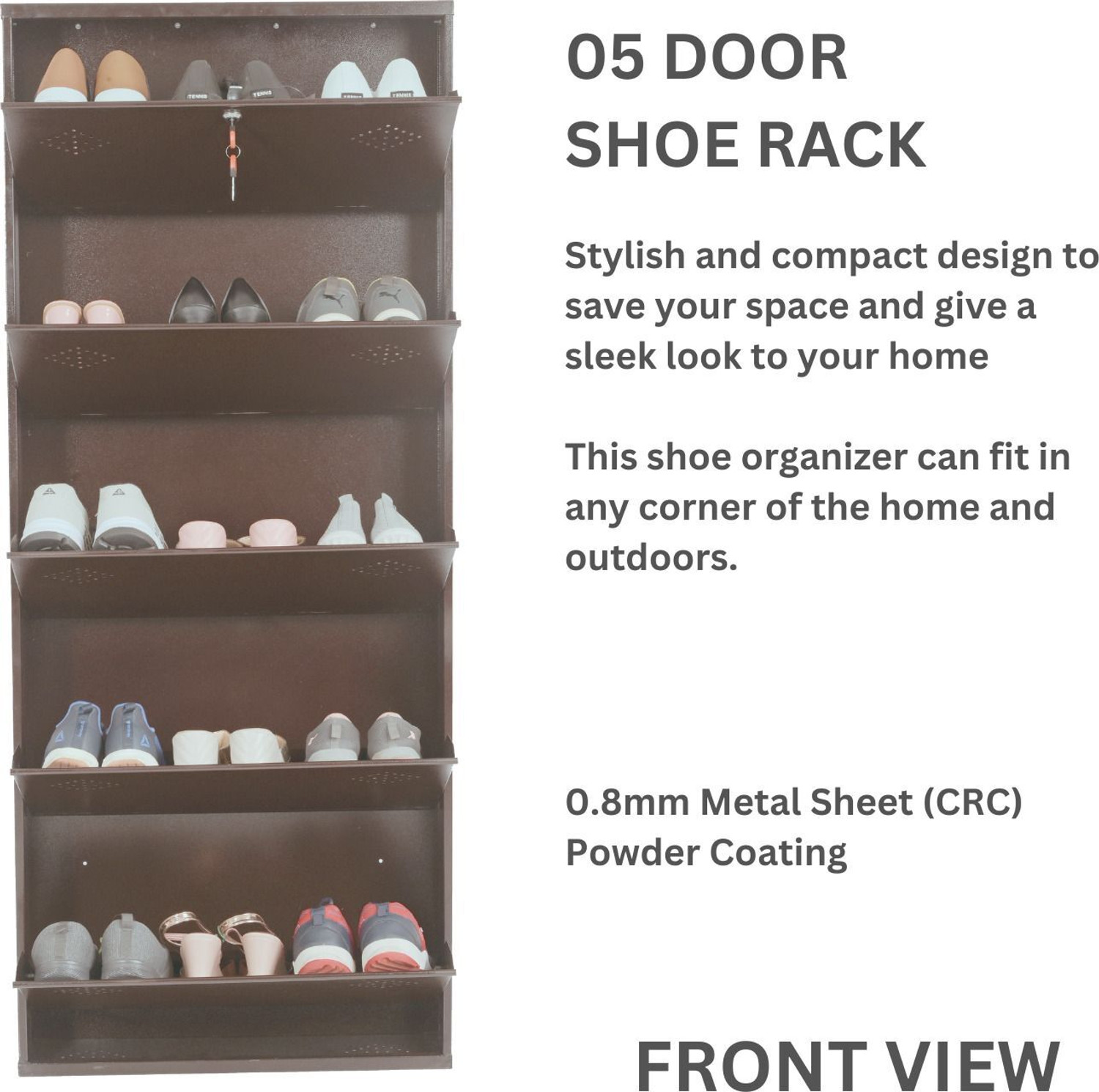 Image of Aavatar 05 Door Wall Mounted Shoe Rack - Metal Shoe Rack