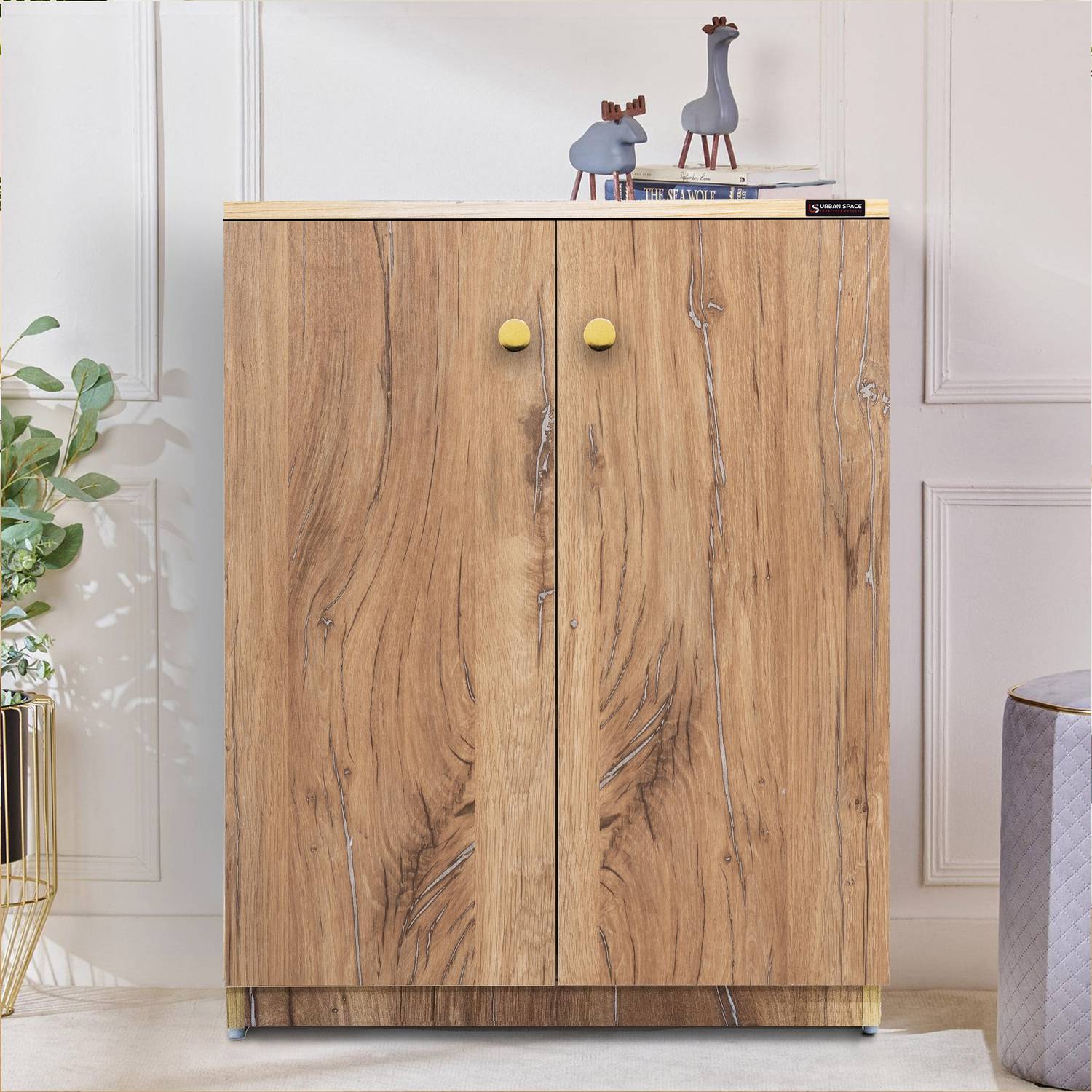 Urbanspace Shoe Stand with Closed Cabinet Design – Durable, High-Quality Finish Engineered Wood Shoe Rack