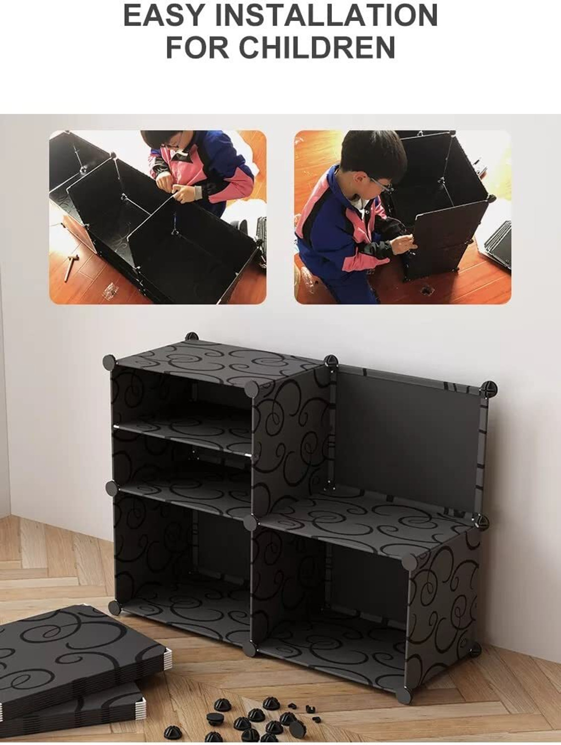 Image of Evrum 6-Shelf-2-Door Plastic Cubort Shoe Rack Plastic Collapsible Shoe Stand