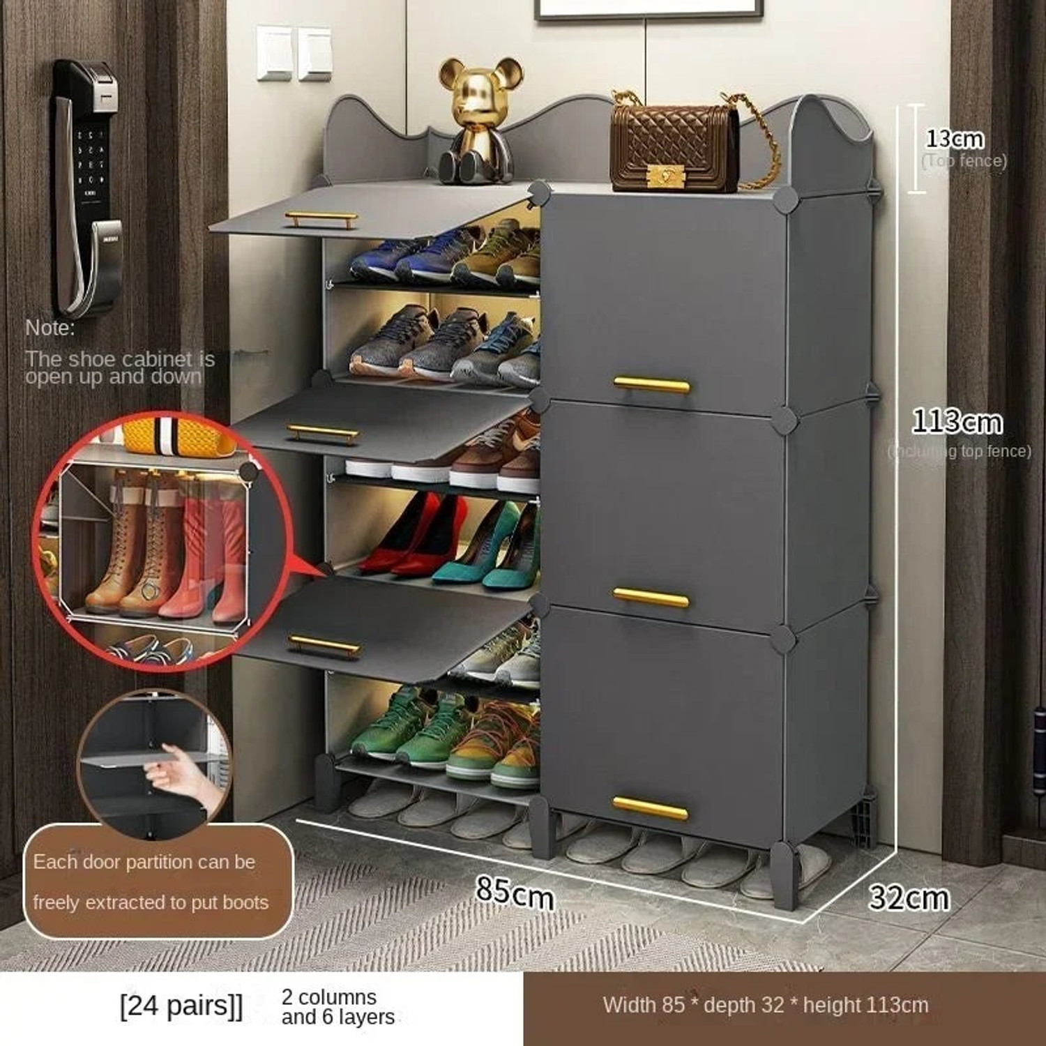 Image of FORMONIX 12-Shelves-6-Door Shoe, Multipurpose Storage Rack Plastic, Metal Collapsible Shoe Stand