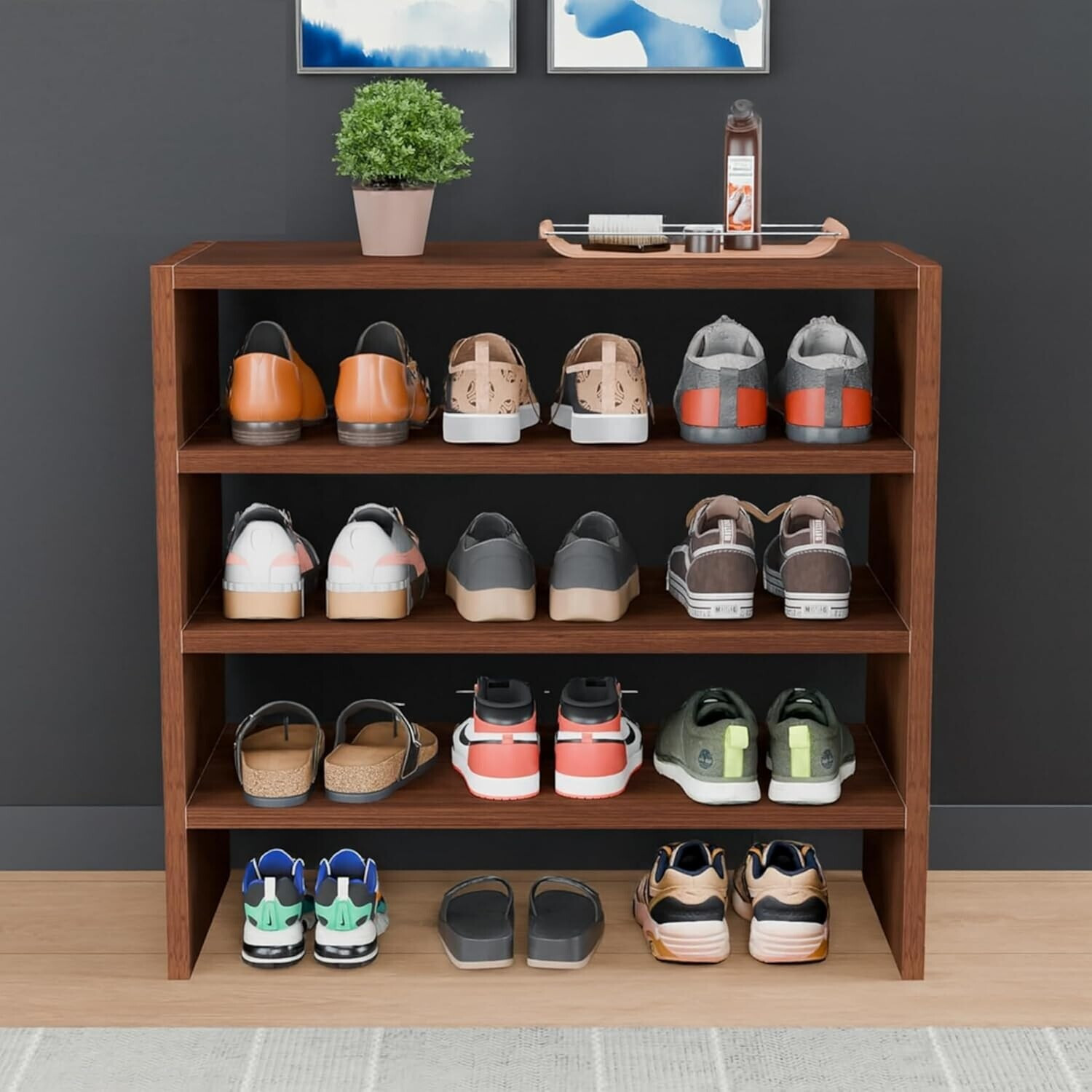 Image of Flipkart Perfect Homes 24 inchx9.5 inchx24 inch Shoes Chappal Slippers Organizer Stand Small Shoerack Organiser Engineered Wood Shoe Rack