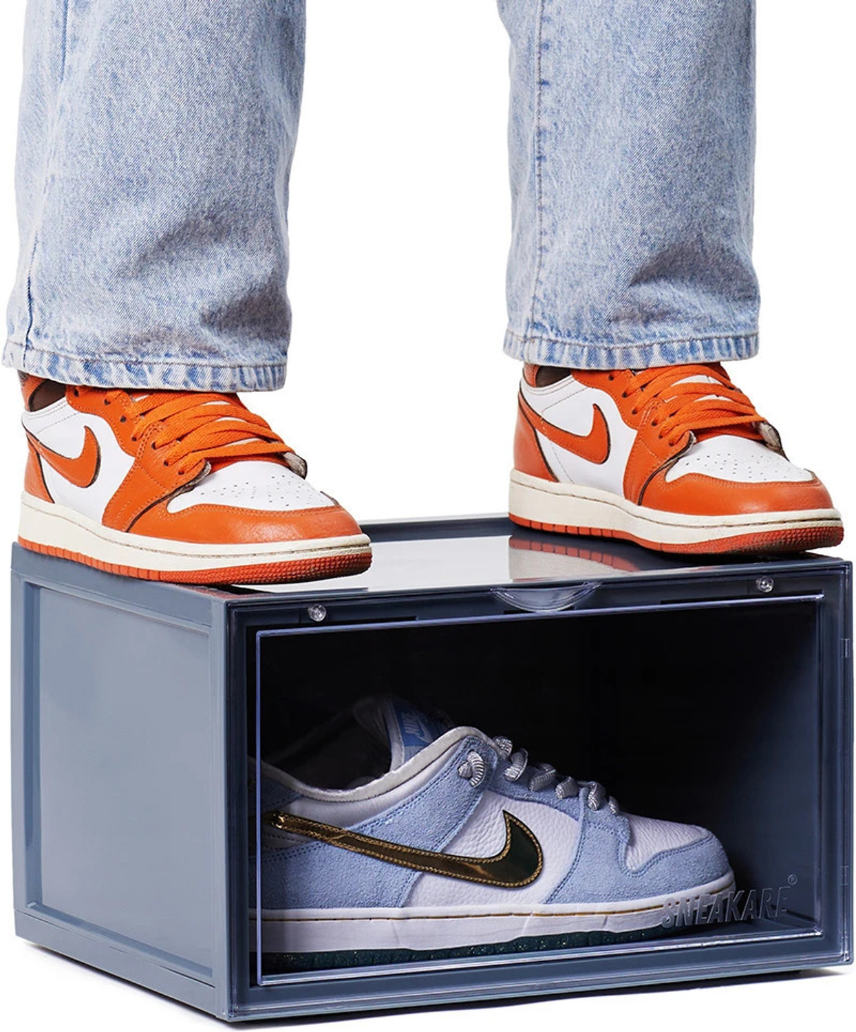 Image of SNEAKARE Side Drop Shoe Rack & Storage Box for Office /Home, Shoe Storage Box For Sneakers Plastic Collapsible Shoe Stand