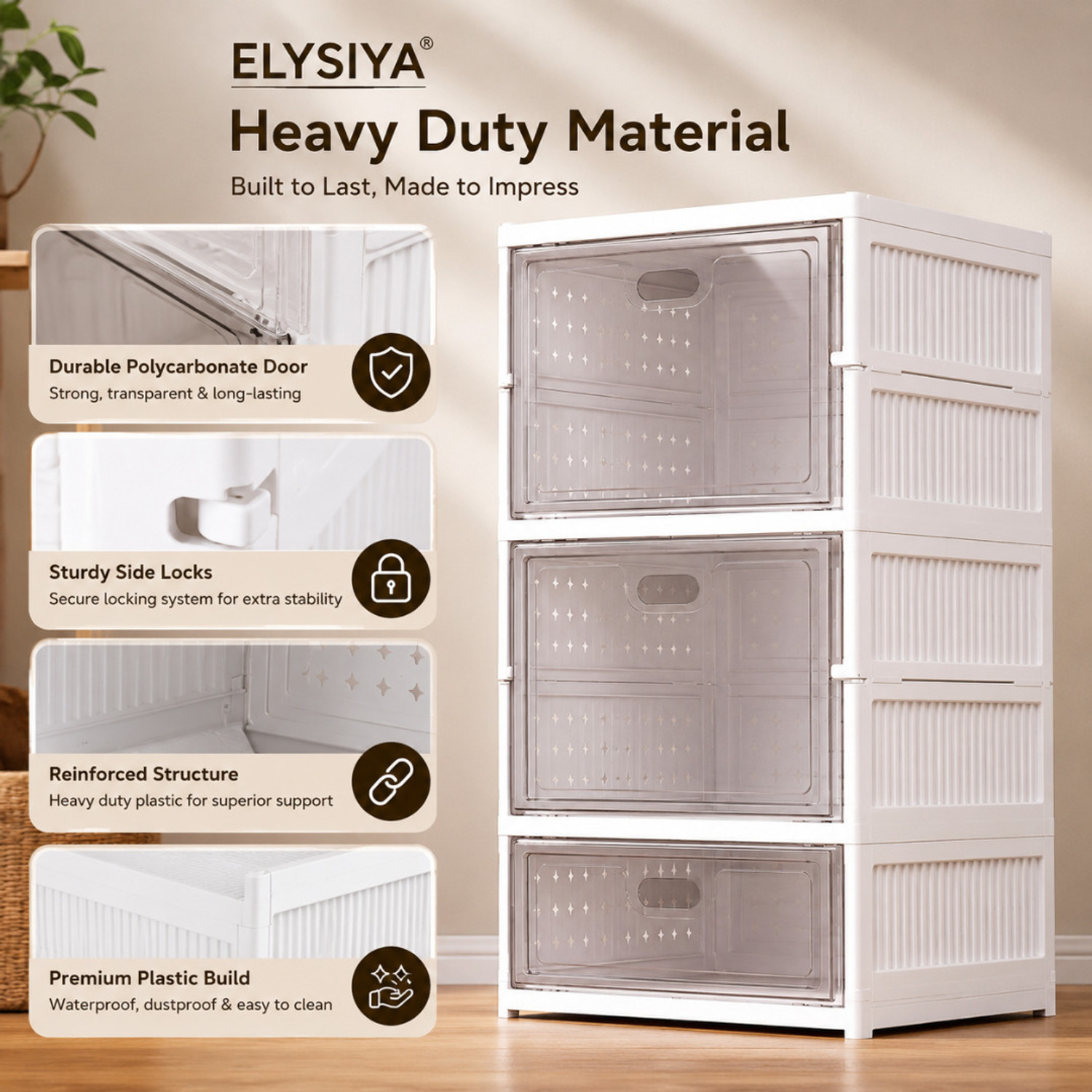 Image of Eimear enterprise Premium White 3 Layer Transparent Door Shoe Organizer Plastic Shoe Rack