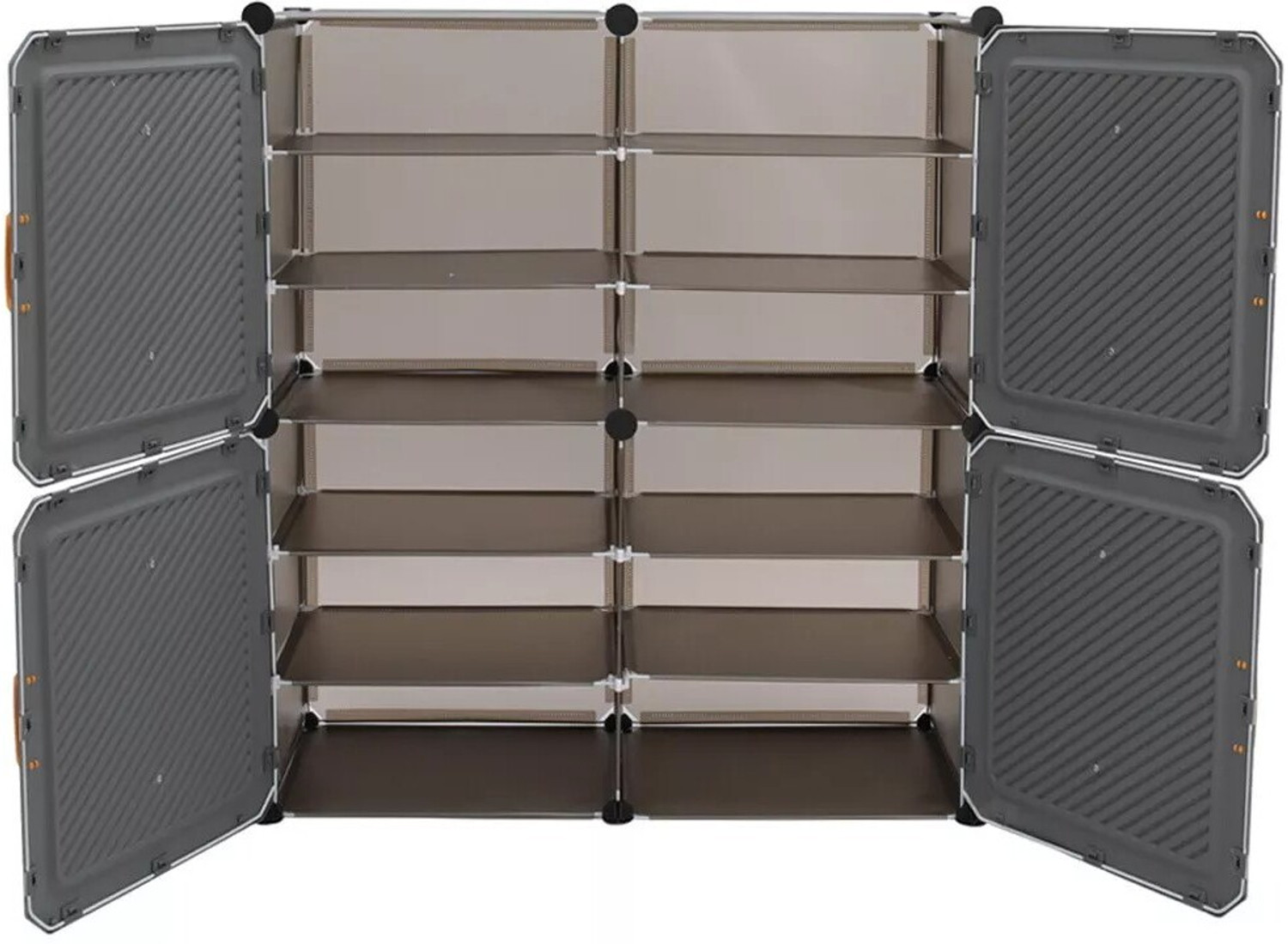 Image of SNKR ESSENTIALS 12-Shelf-4-Door Plastic Cupboard Shoe Rack Plastic, Metal Collapsible Shoe Stand
