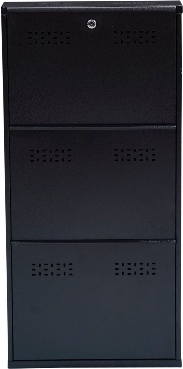 Image of furniba Shoe Rack | Brown Color Wall Mounted | With lock & key system | Metal Shoe Rack