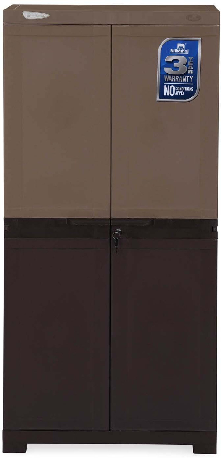Image of Nilkamal Freedom (FMSC18D) Shoe Cabinet with Dustproof Door|Chappal Stand For Home| Plastic Shoe Rack (Rattan Dark Beige & Weather Brown, 6 Shelves, DIY(Do-It-Yourself))