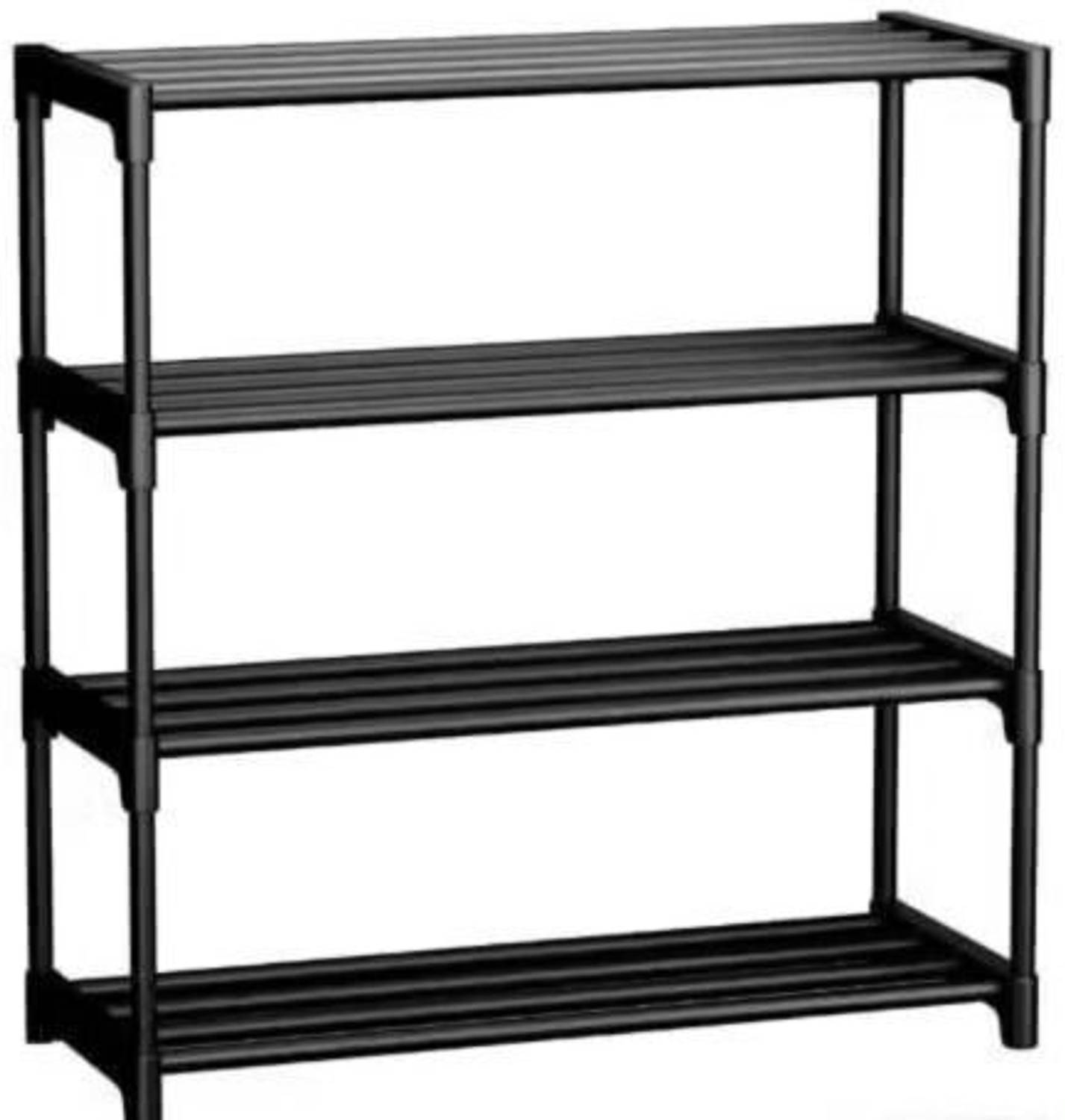 RKE 04 LAYER BLACK ROD- MULTIPURPOSE Plastic Shoe Stand (BLACK, 4