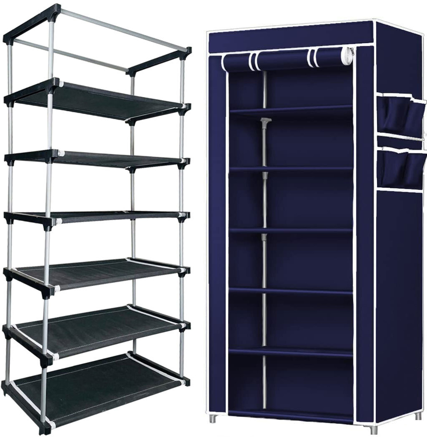 Image of TURBOMAX Multipurpose shoe rack /Wardrobe Heavy Material PVC Plastic Pipes with cover Plastic Shoe Stand