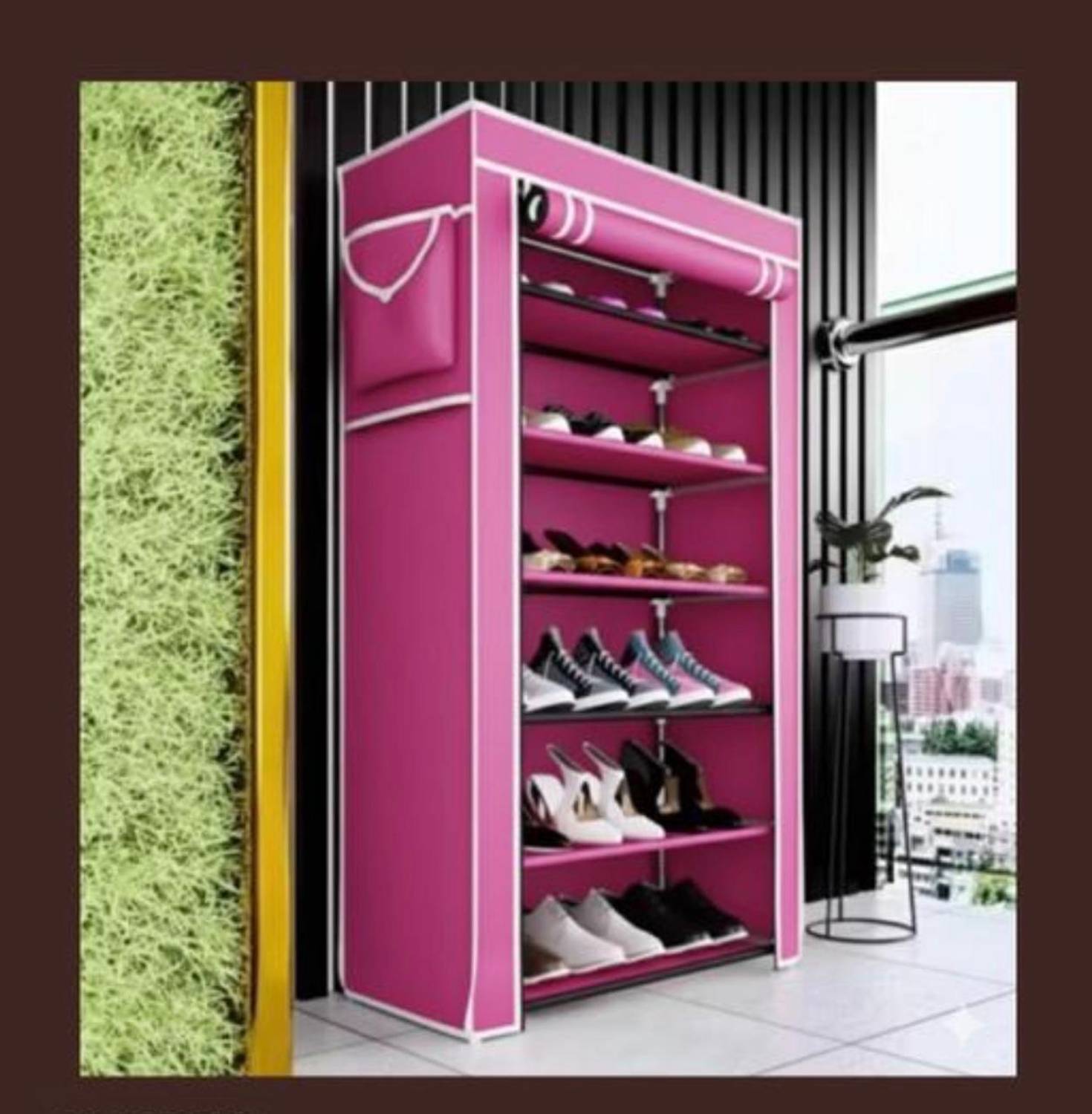 BRANTOX 6 Tier Pink Fabric Shoe Rack - Image 3