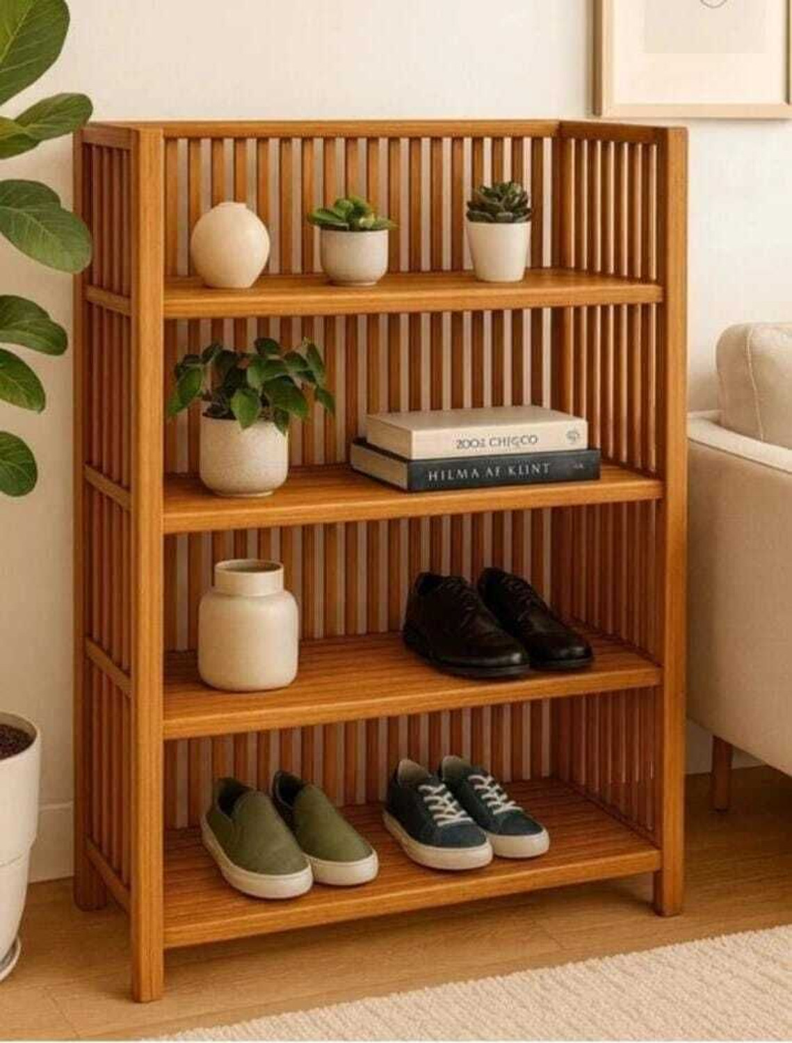 Image of Danish Traders Handmade 4 shelves Bamboo Shoe Rack| Stand| Organizer Bamboo Shoe Stand
