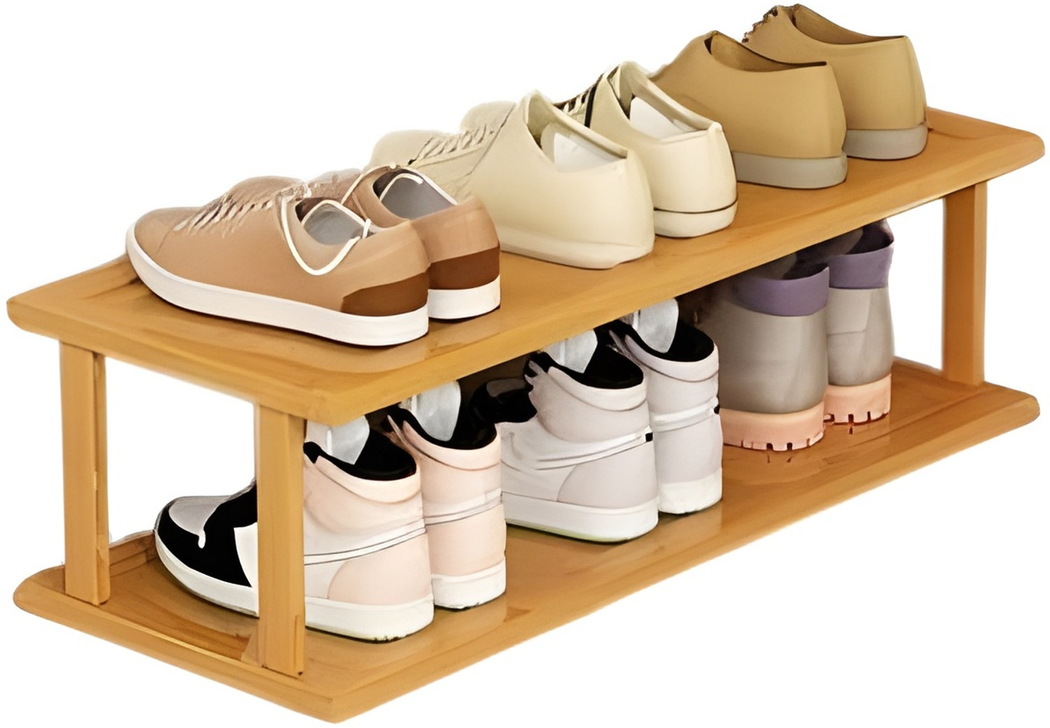 Image of Ginoya Brothers adjustable shoe rack, optimized for small spaces Bamboo Shoe Stand
