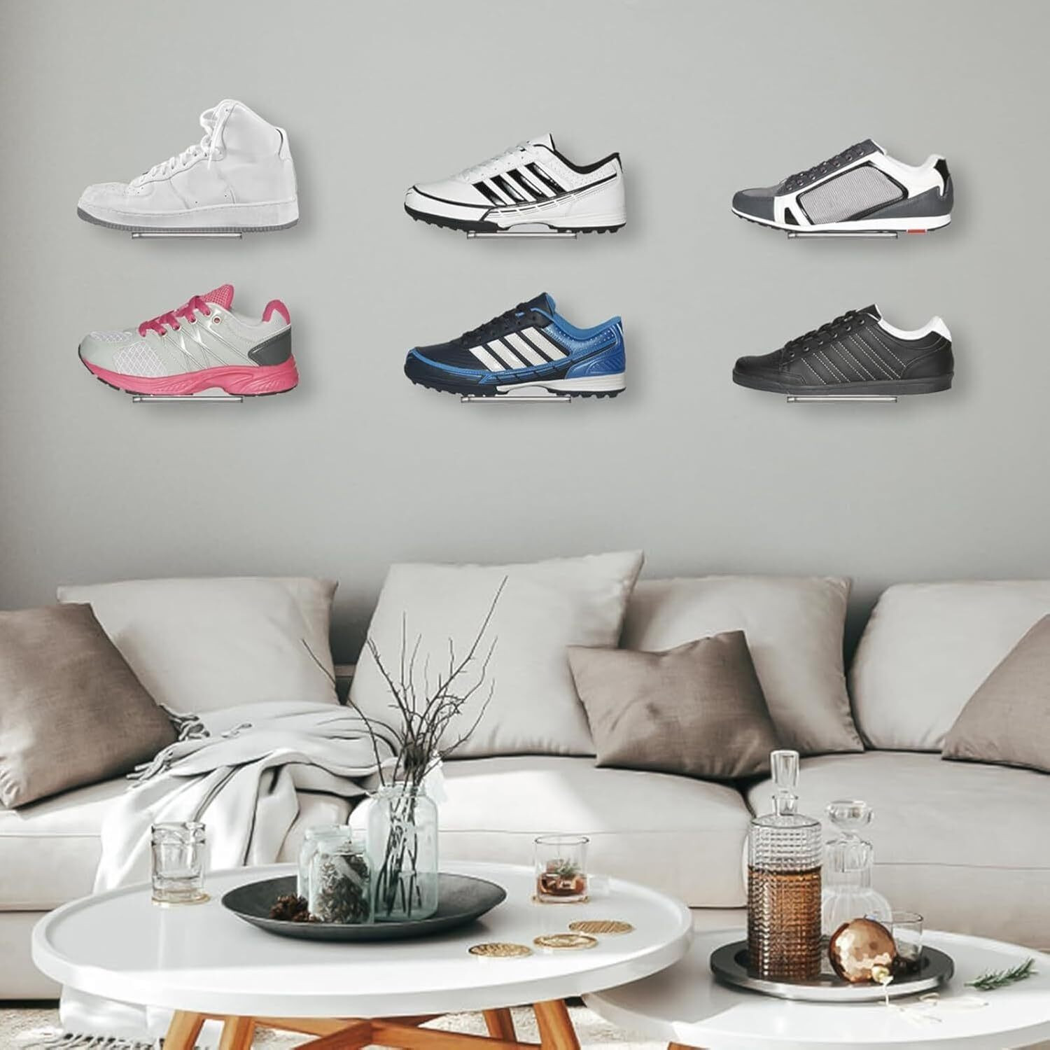 Image of SHIVHANGER Wall Mounted Self Adhesive Shoe Rack | No Drill Shoe Stand Organizer Plastic Shoe Stand
