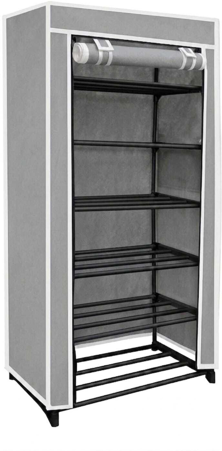 Image of FAROX Grey Shoe Rack with Cover - 6-Tier Storage Organizer for Shoes, Sneakers Metal Shoe Stand