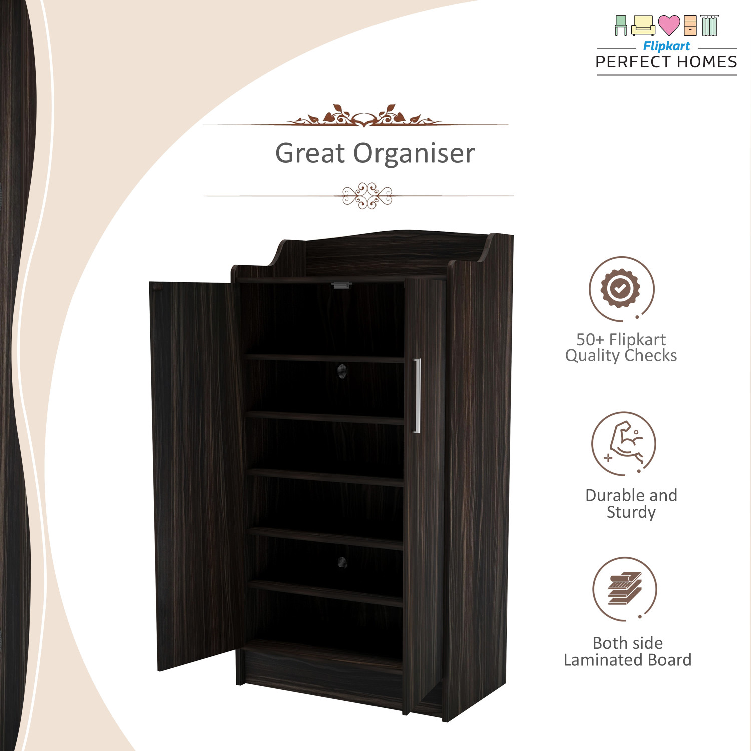 Image of Flipkart Perfect Homes Wellington Engineered Wood Shoe Rack