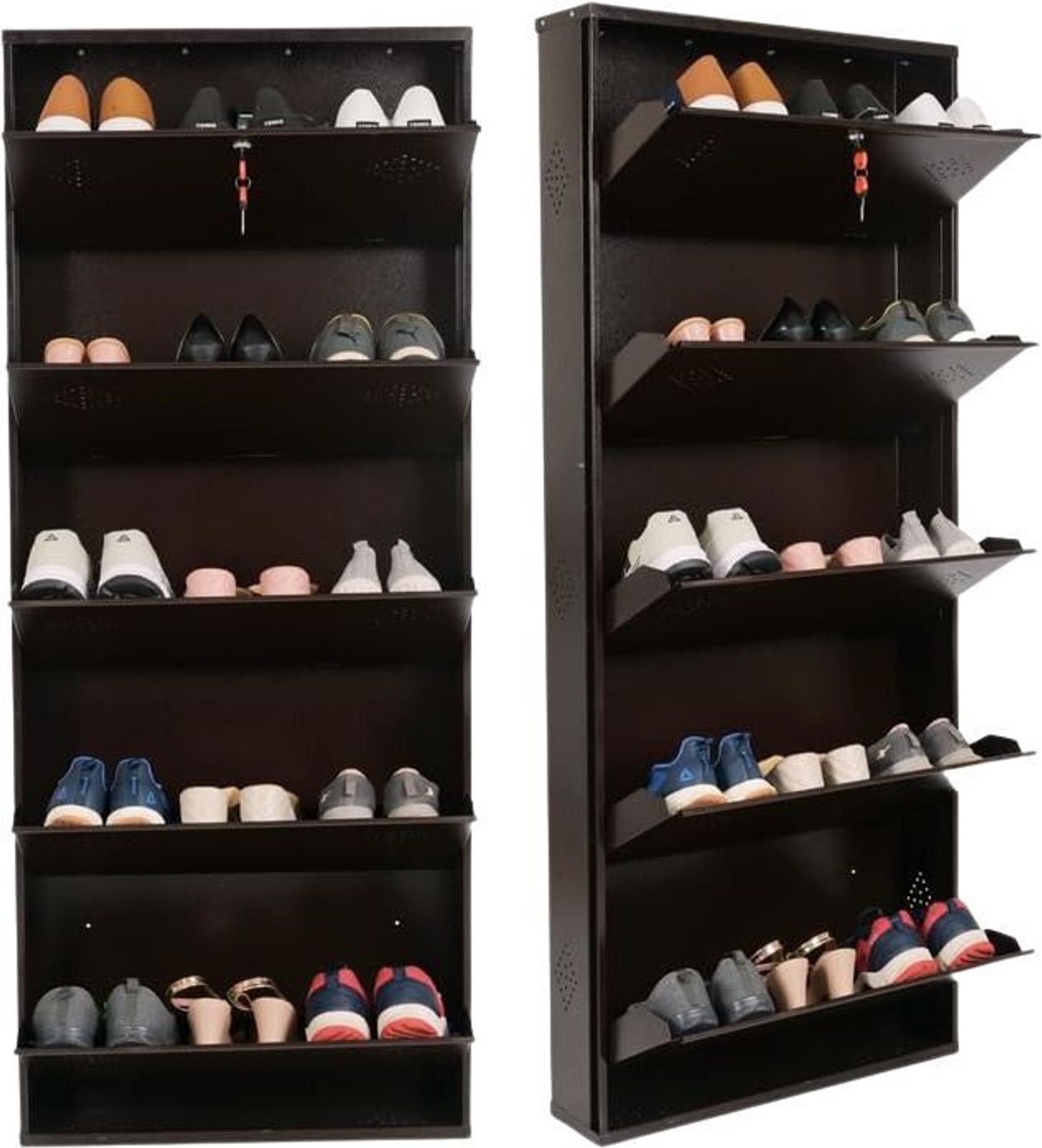 Image of Aavatar 05 Door Wall Mounted Shoe Rack - Metal Shoe Rack