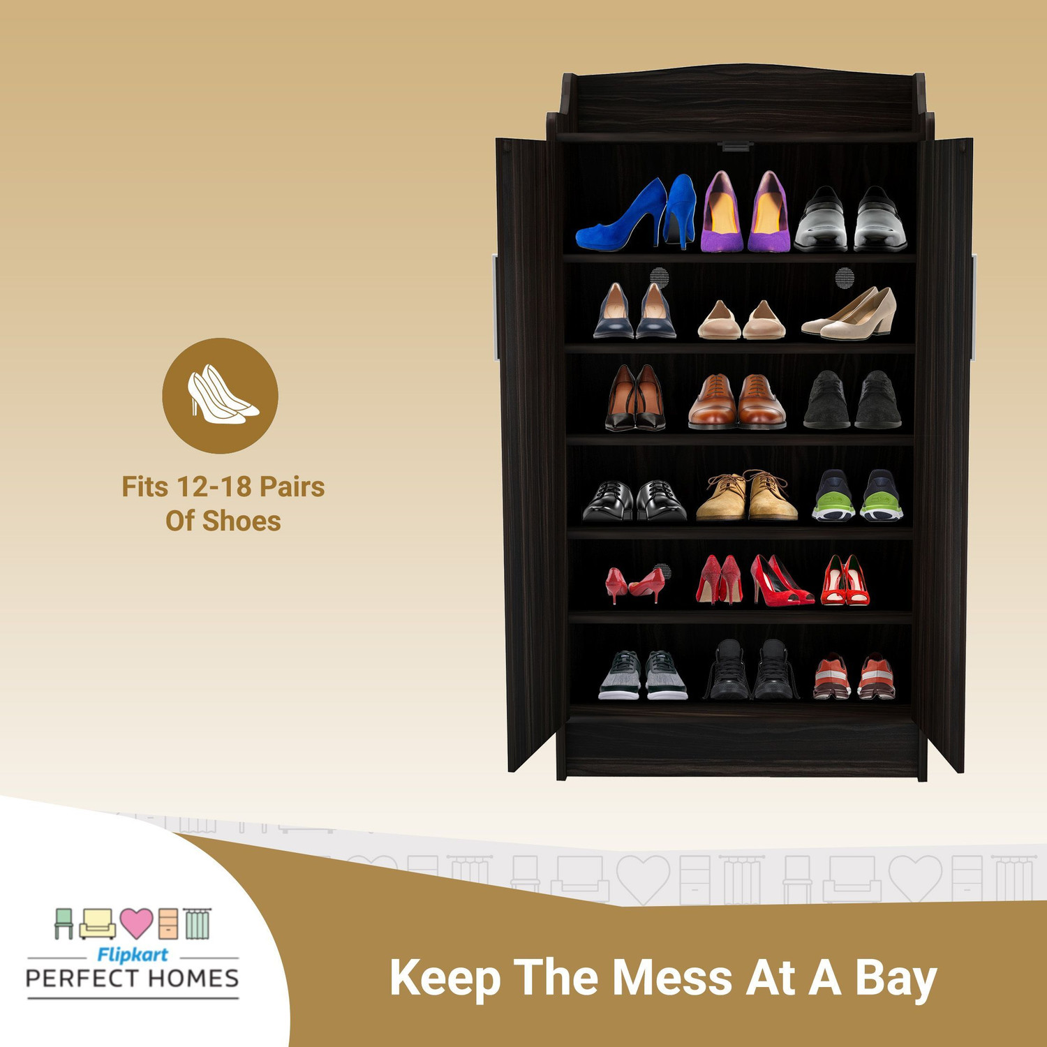 Image of Flipkart Perfect Homes Wellington Engineered Wood Shoe Rack