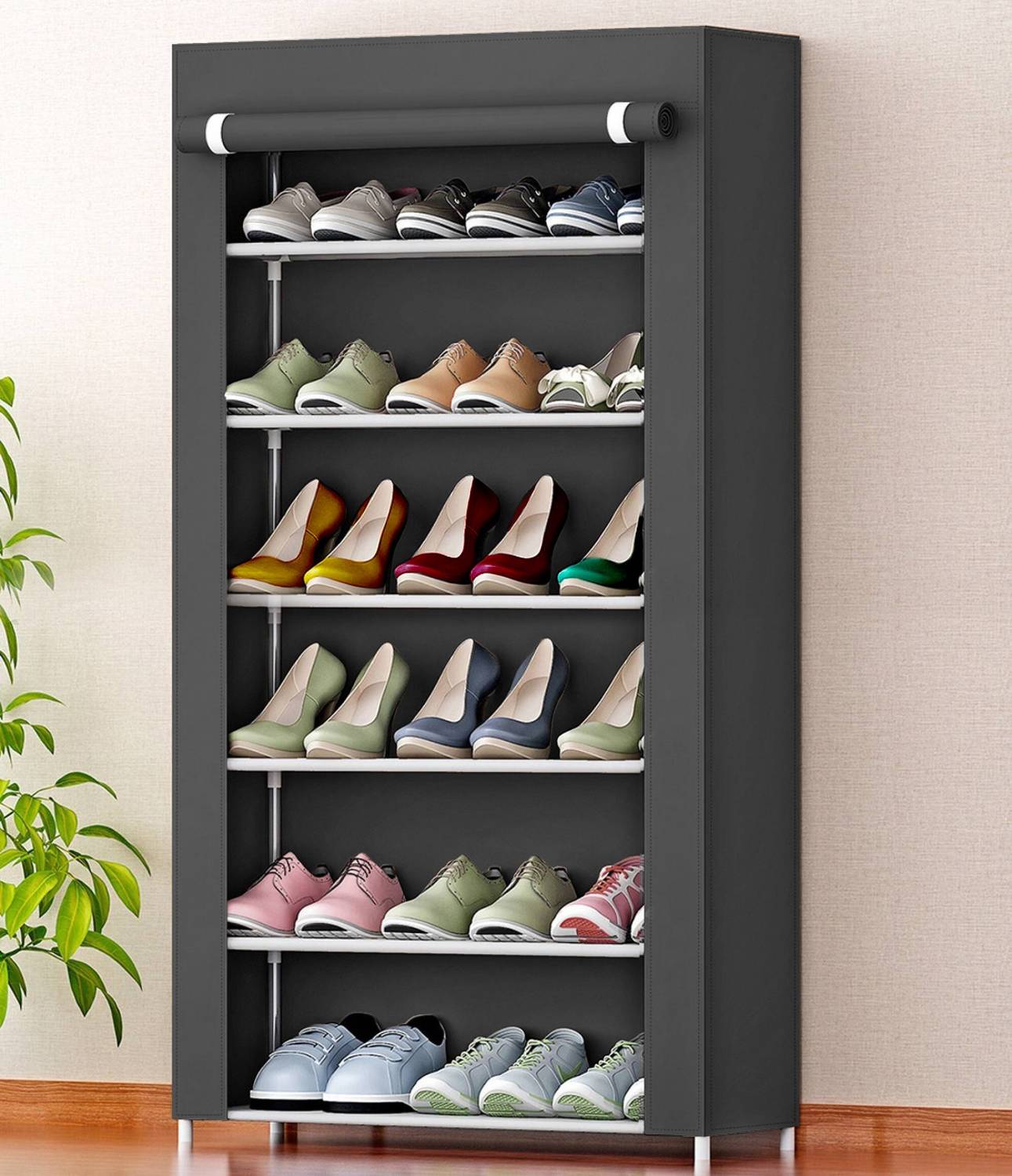 FurniGully Rack accessories, plastic transparent layer for home Metal Collapsible Shoe Stand