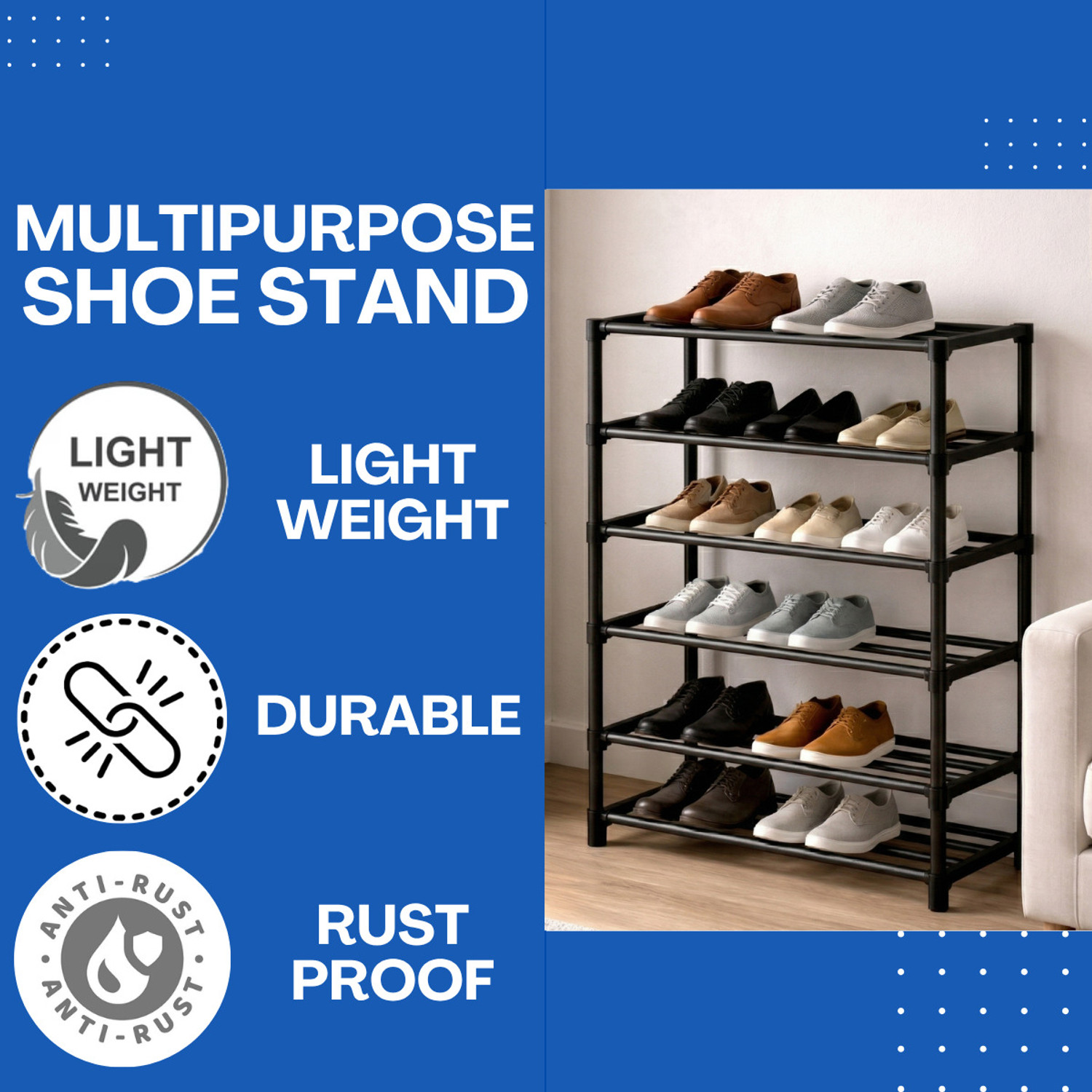 Image of SKEDIZ Multipurpose | Shoe, Clothes & Book Storage Organizer | Space Saving PVC Stand | Plastic Collapsible Shoe Stand