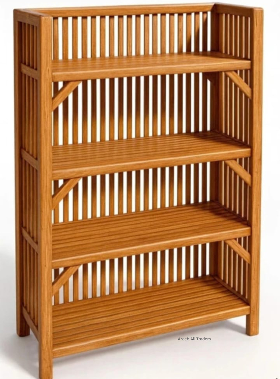 Image of Areeb Ali Traders 4 Tier Multipurpose Storage Rack for Kitchen Bathroom Home Organiser Shelf Bamboo Collapsible Shoe Stand