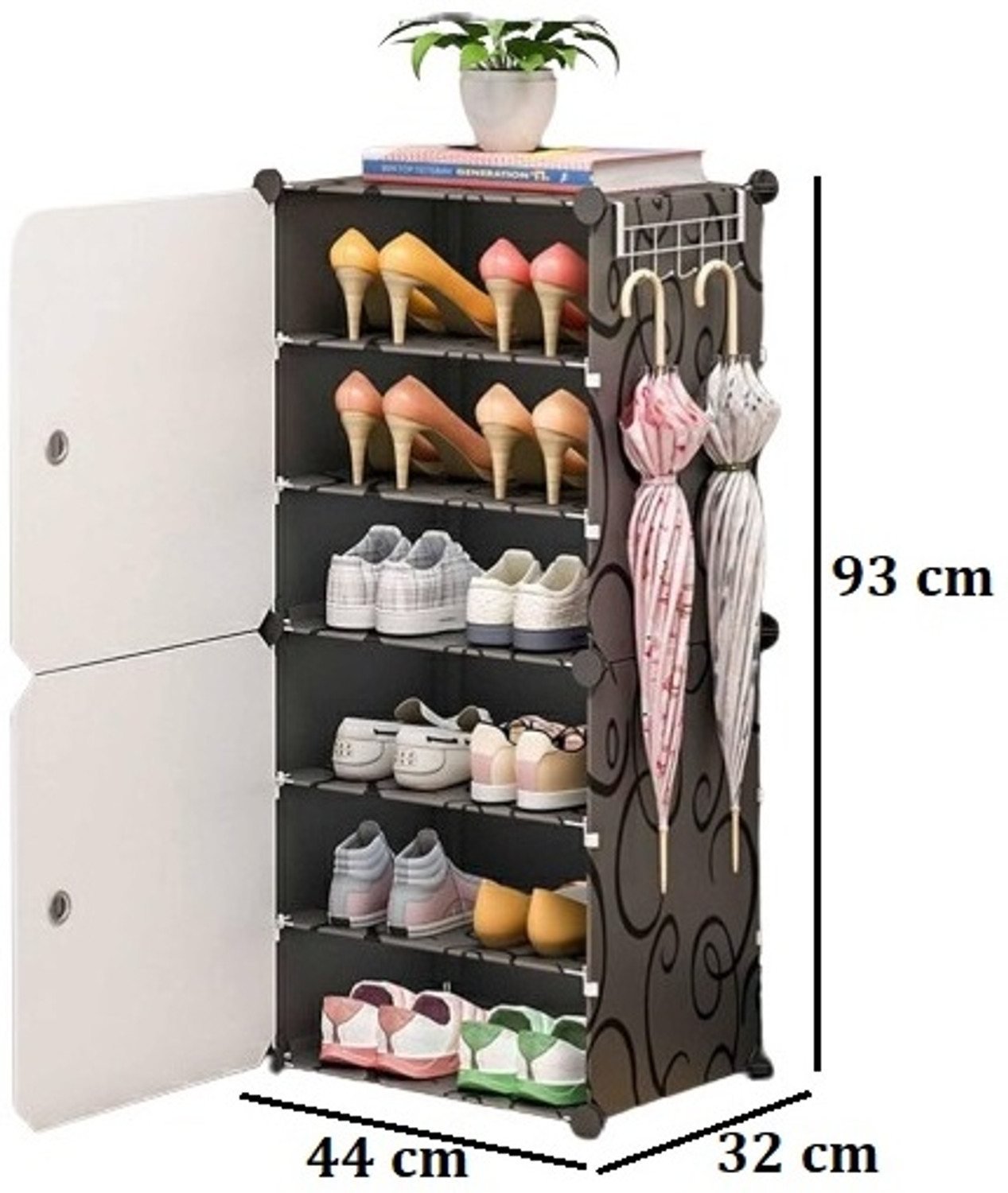 Image of Flipkart Perfect Homes Studio Shoe Rack Organizer 12 Pair Tower 6 Shelve 2 Door Portable Shoe Rack Plastic Shoe Rack