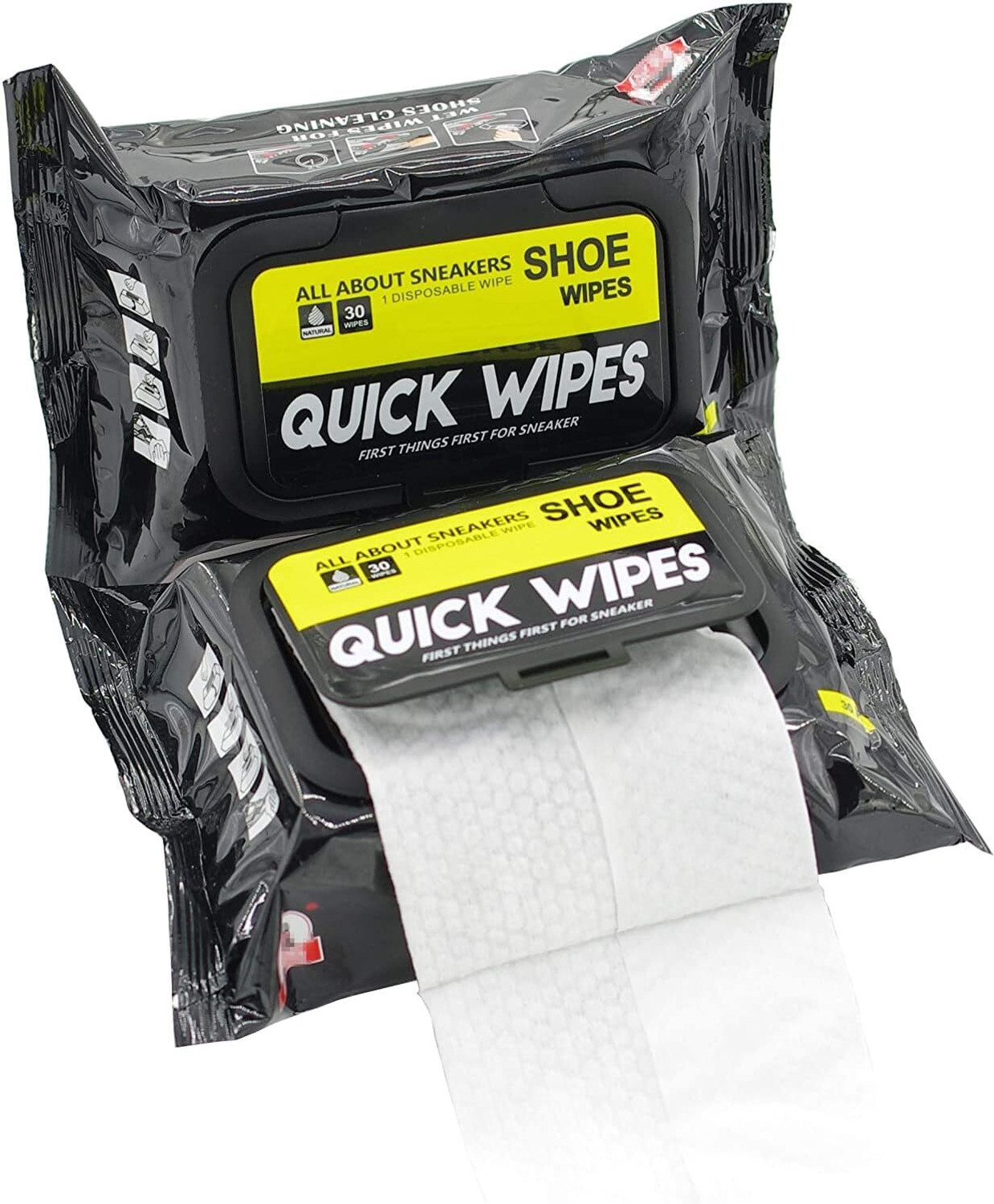 Image of Yancorp 60 Pcs Shoe Sneaker Wipes Cleaner Quick Wipes Disposable Travel Portable Removes Sports, Leather, Synthetic Leather, Canvas, Patent Leather Shoe Cream