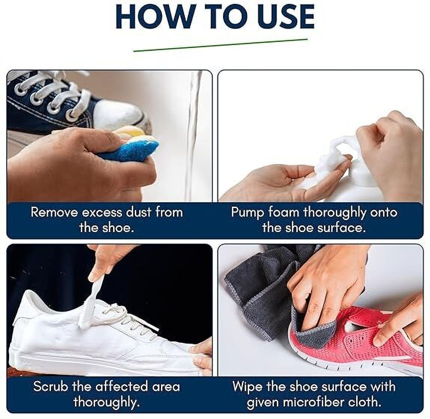 Image of QUICLEAN Shoe Cleaner kit with shoe refill, brush & microfiber Cloth Cleaner