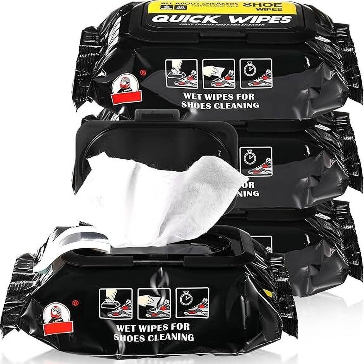 BRAND VILLA Shoe Cleaning Wipes 80 Count | Instant Shine for Leather & Sneaker Shoes Pack 5 Cleaner