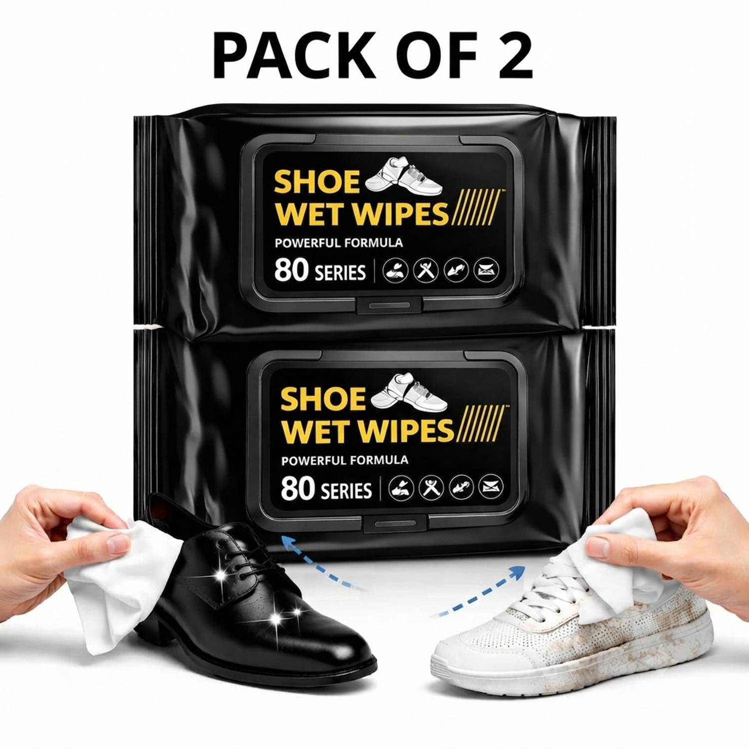 Bluejack Shoe Wipes Wipes (2 Pack of 160 Pcs) Instant Cleaner Shoe Cleaning Wipes Cleaner