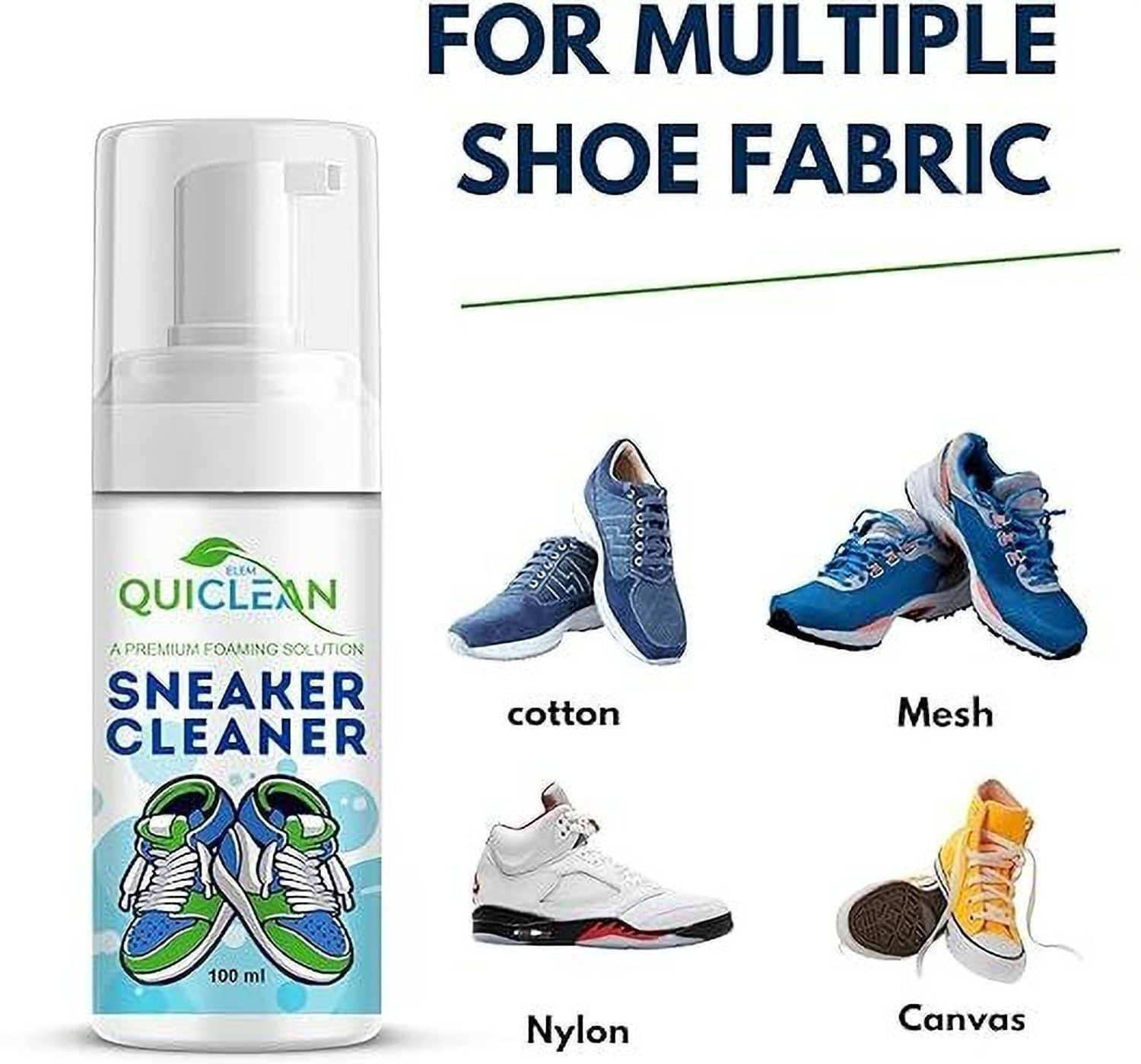 Image of QUICLEAN Shoe Cleaner kit with shoe refill, brush & microfiber Cloth Cleaner