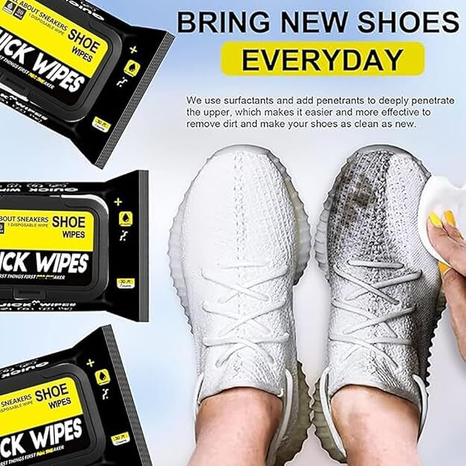 Image of Bluejack Shoe Wipes Wipes (2 Pack of 160 Pcs) Instant Cleaner Shoe Cleaning Wipes Cleaner