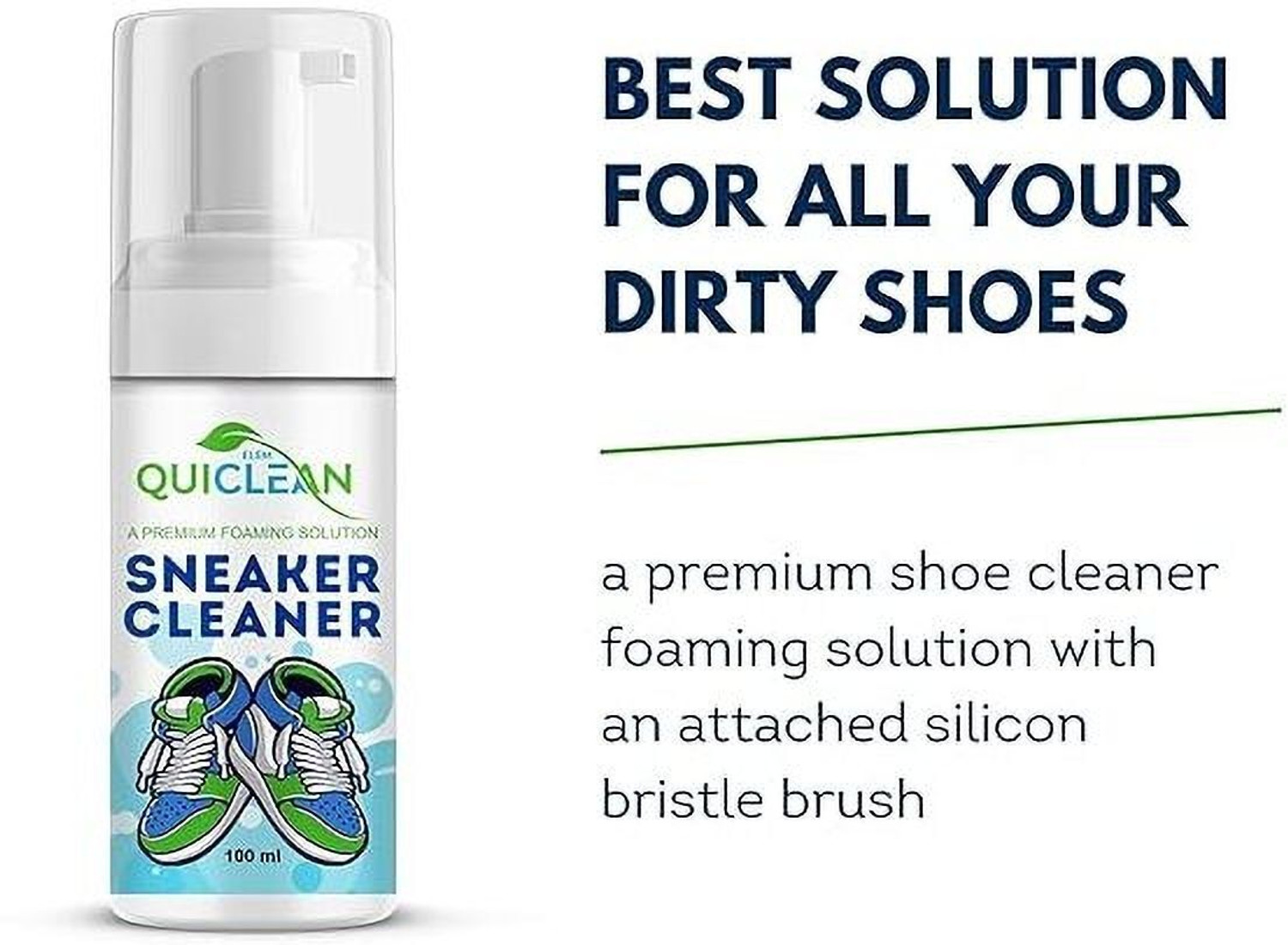 Image of QUICLEAN Shoe Cleaner kit with shoe refill, brush & microfiber Cloth Cleaner