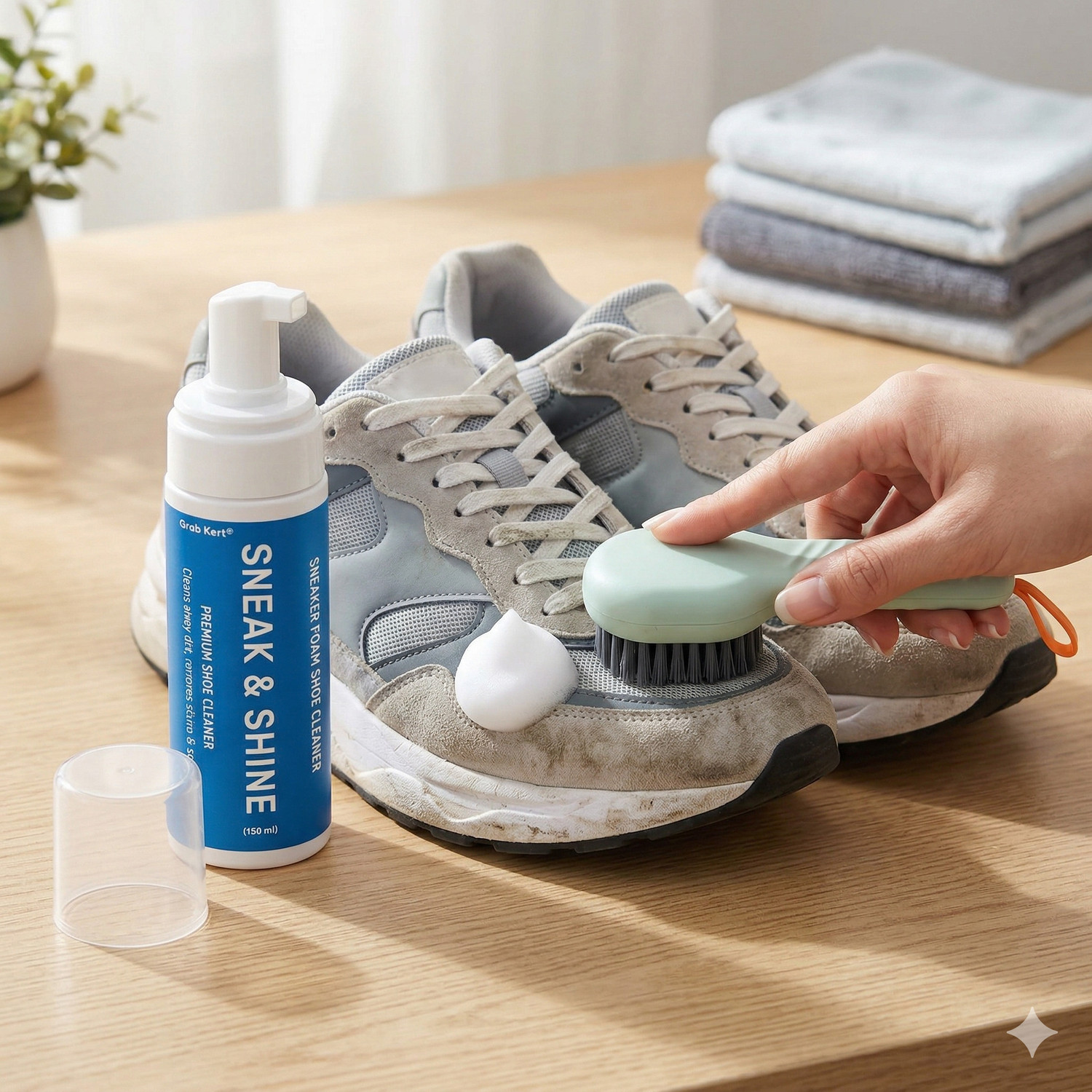 Image of Grab Kart Quick Foam Cleaner & Medium Bristle Brush Cleaner