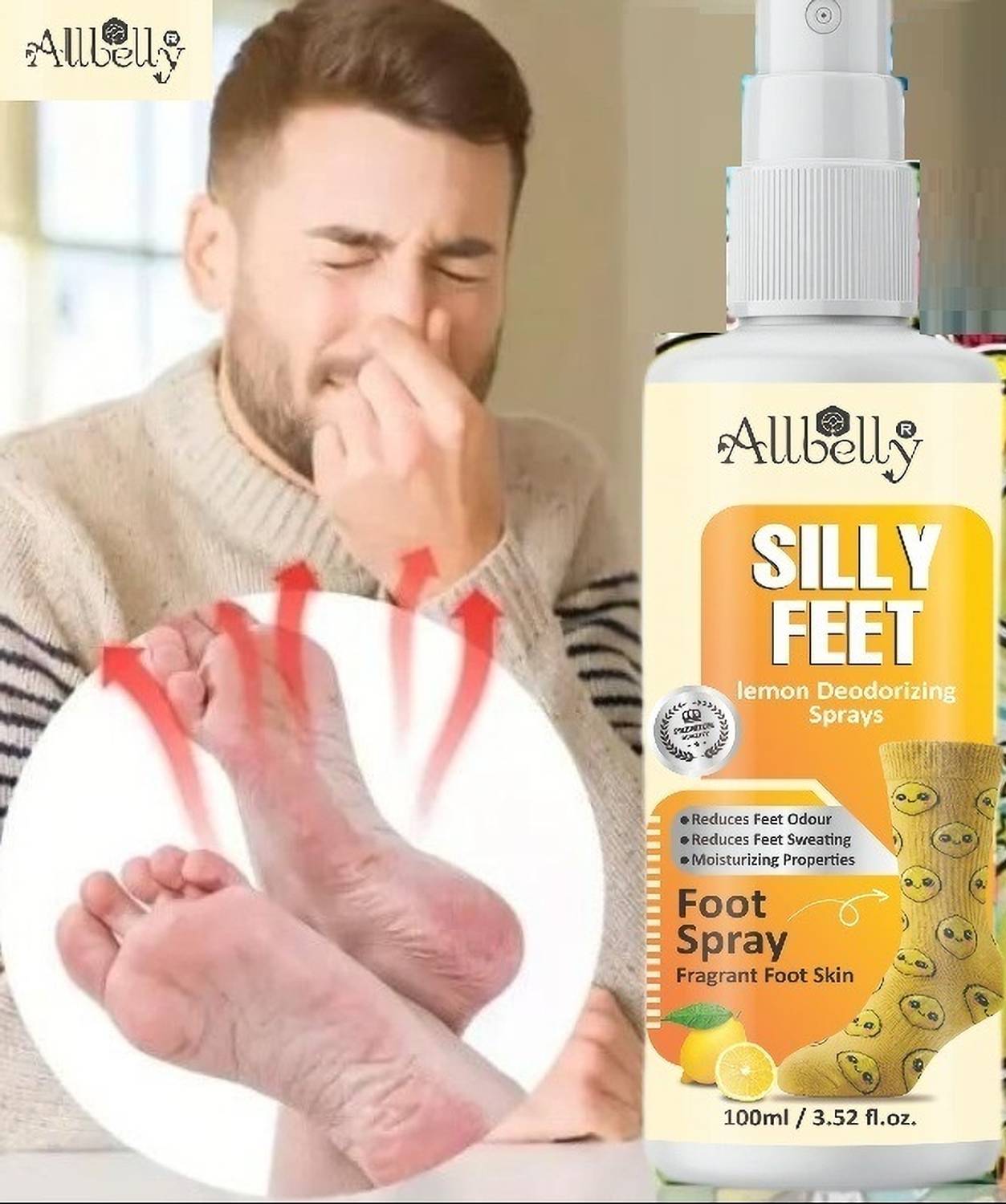 Allbelly Foot and Shoe Deodorizer Spray Cleaner