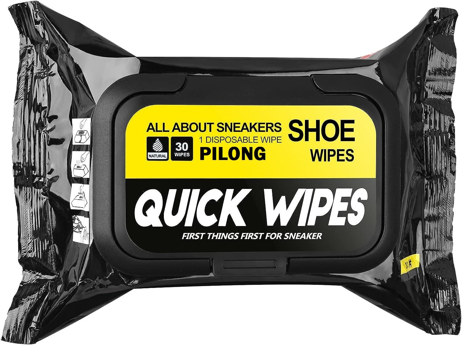 Image of PILONG Shoe Cleaner Wipes 1 Packs of 30, Quickly Remove Dirt & Stains Cleaner