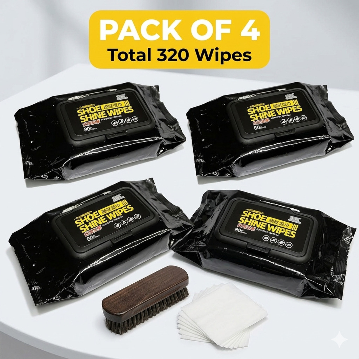 Image of Bluejack Shoe Wipes Wipes (4 Pack of 320 Pcs) Instant Cleaner Shoe Cleaning Wipes Cleaner